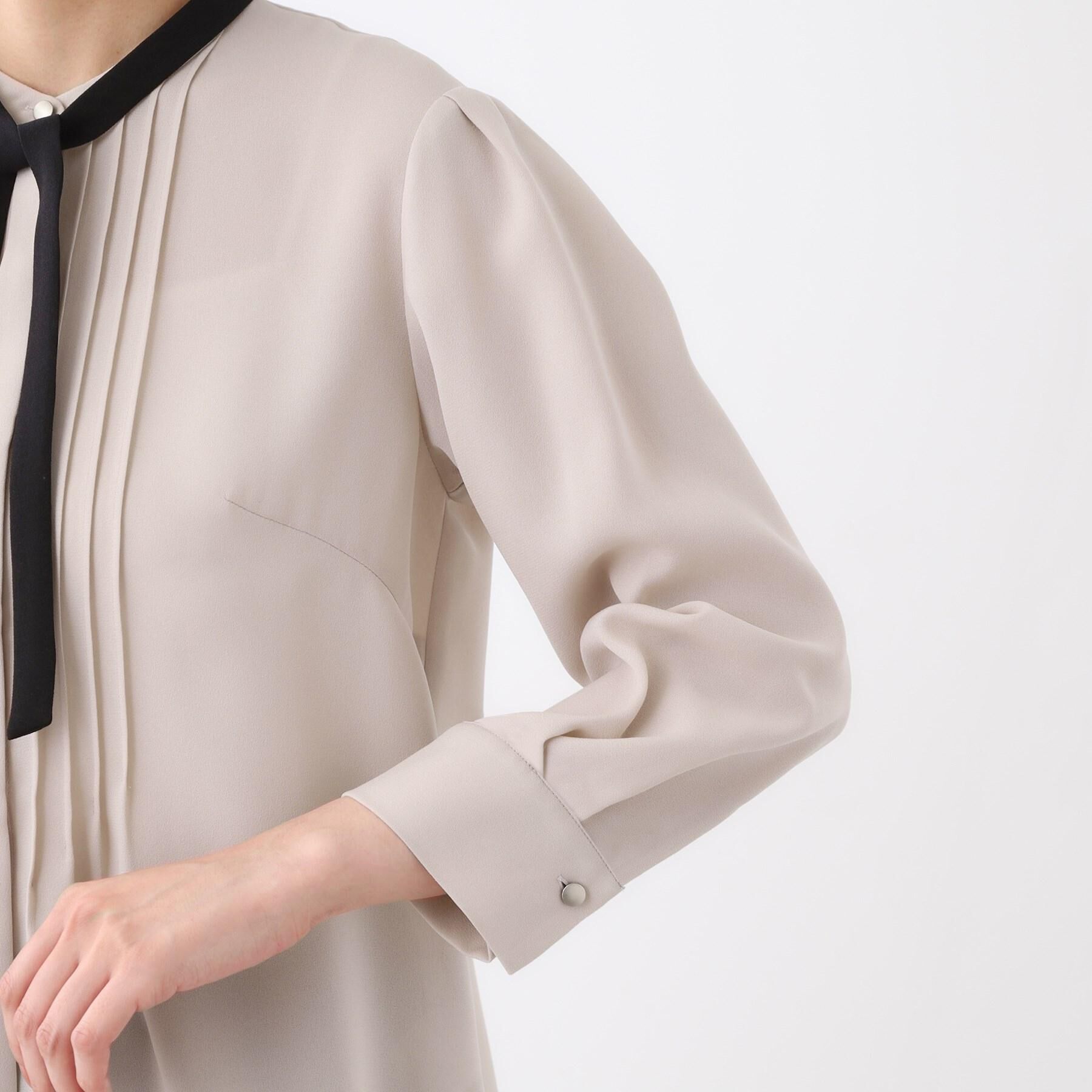 Reflect「【配色ボウタイ付き】八分袖ジョーゼットブラウス」|シャツ・ブラウス|