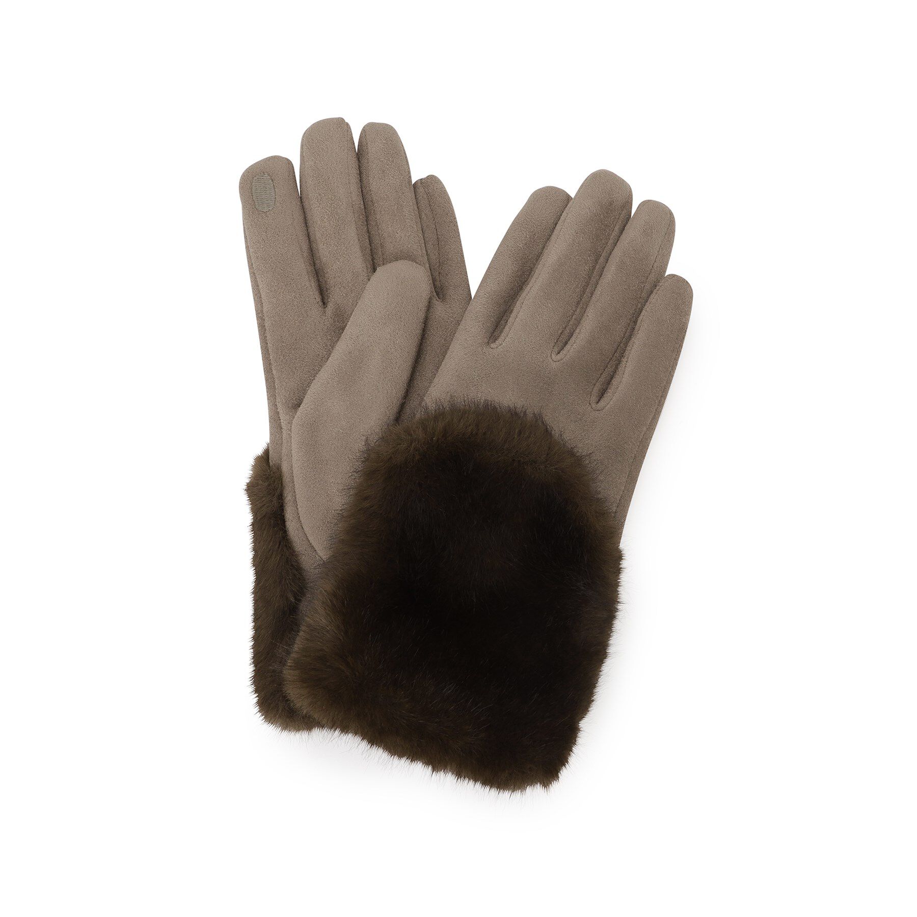 Reflect「【着用したままスマホが使用できる◎】スエード調&times;フェイクファーグローブ」|手袋|