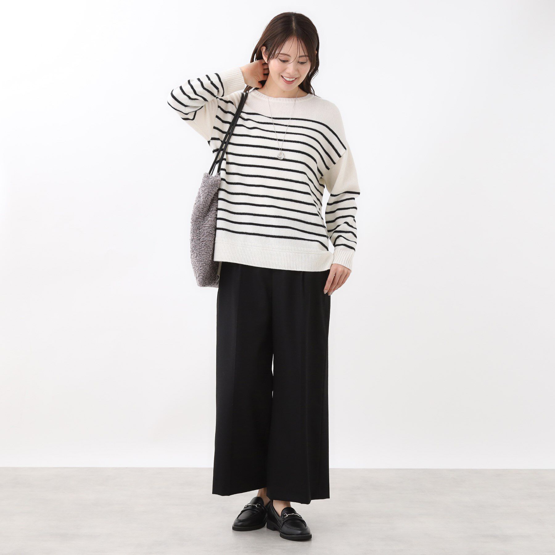 Reflect「【ゆったり着られる◎】ボートネックボーダーニット」|ニット・セーター|