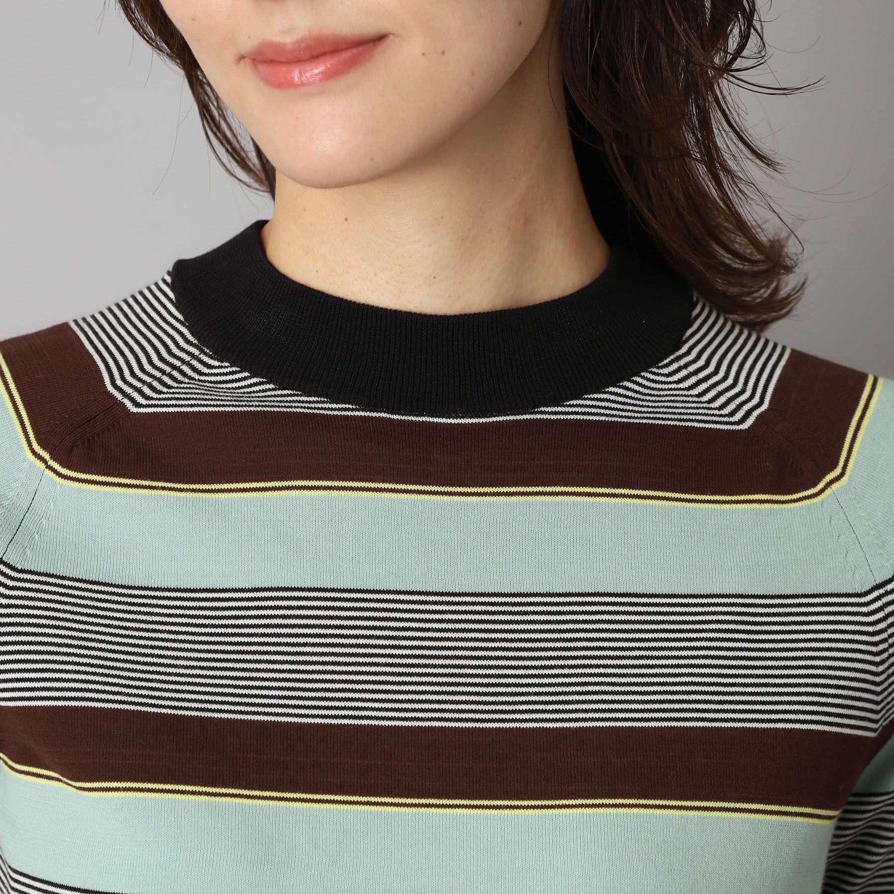 DRESSTERIOR「【洗える】マルチボーダーハーフスリーブニット」|ニット・セーター|