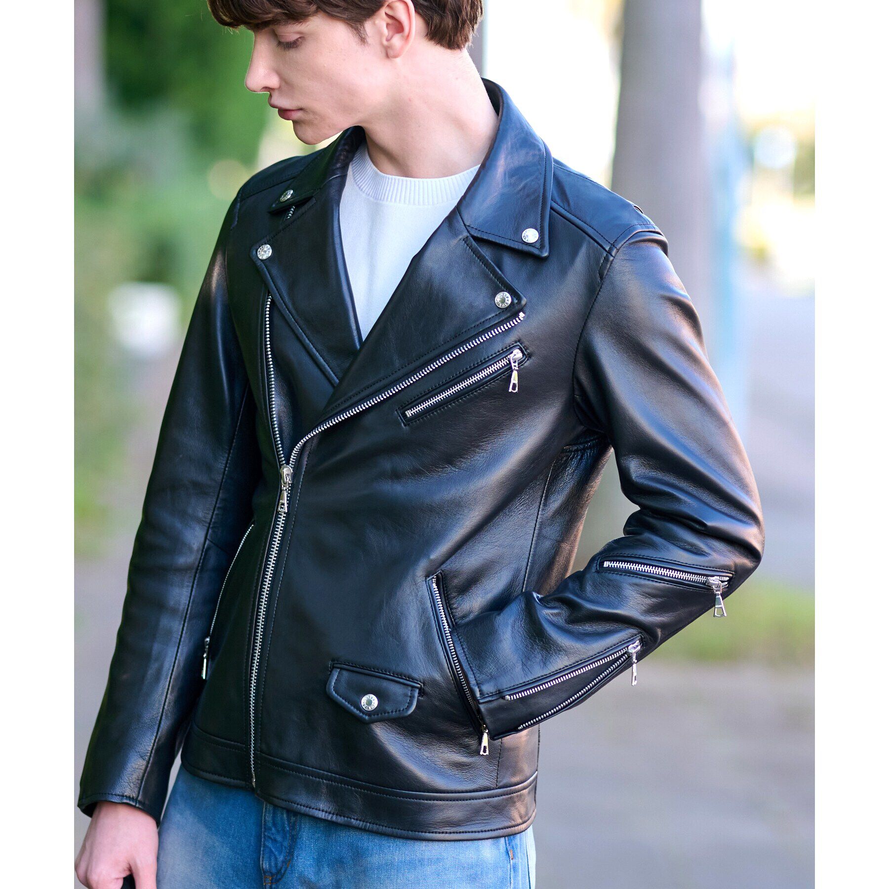 DRESSTERIOR「【本革】レザーライダースジャケット」|ライダースジャケット|