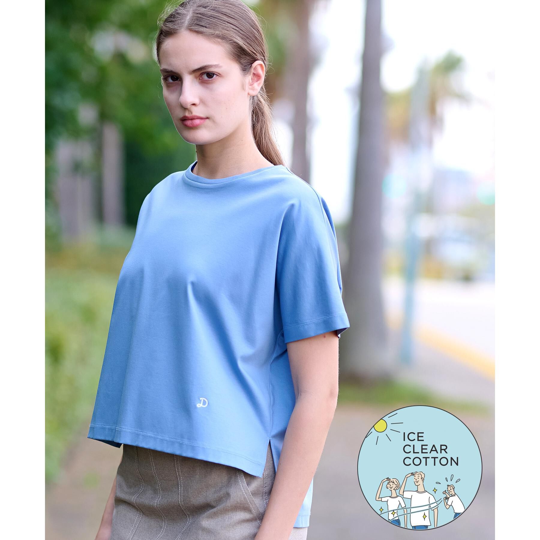 DRESSTERIOR「【接触冷感/抗菌防臭/消臭】アイスクリアコットンドルマンT」|Tシャツ・カットソー|ブルー(091)