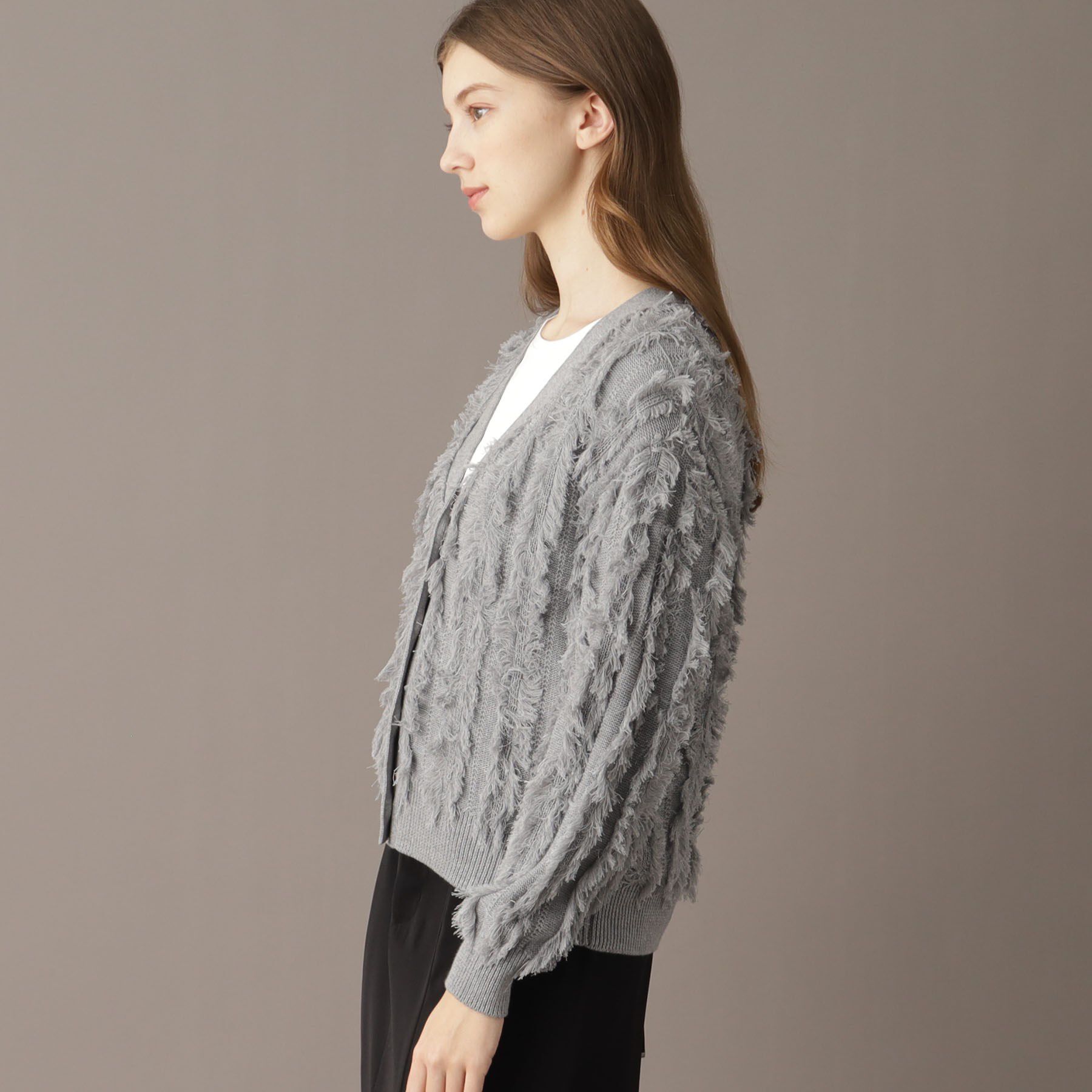 DRESSTERIOR「【Vネック/清涼感】コットンフリンジニットカーデ」|カーディガン|