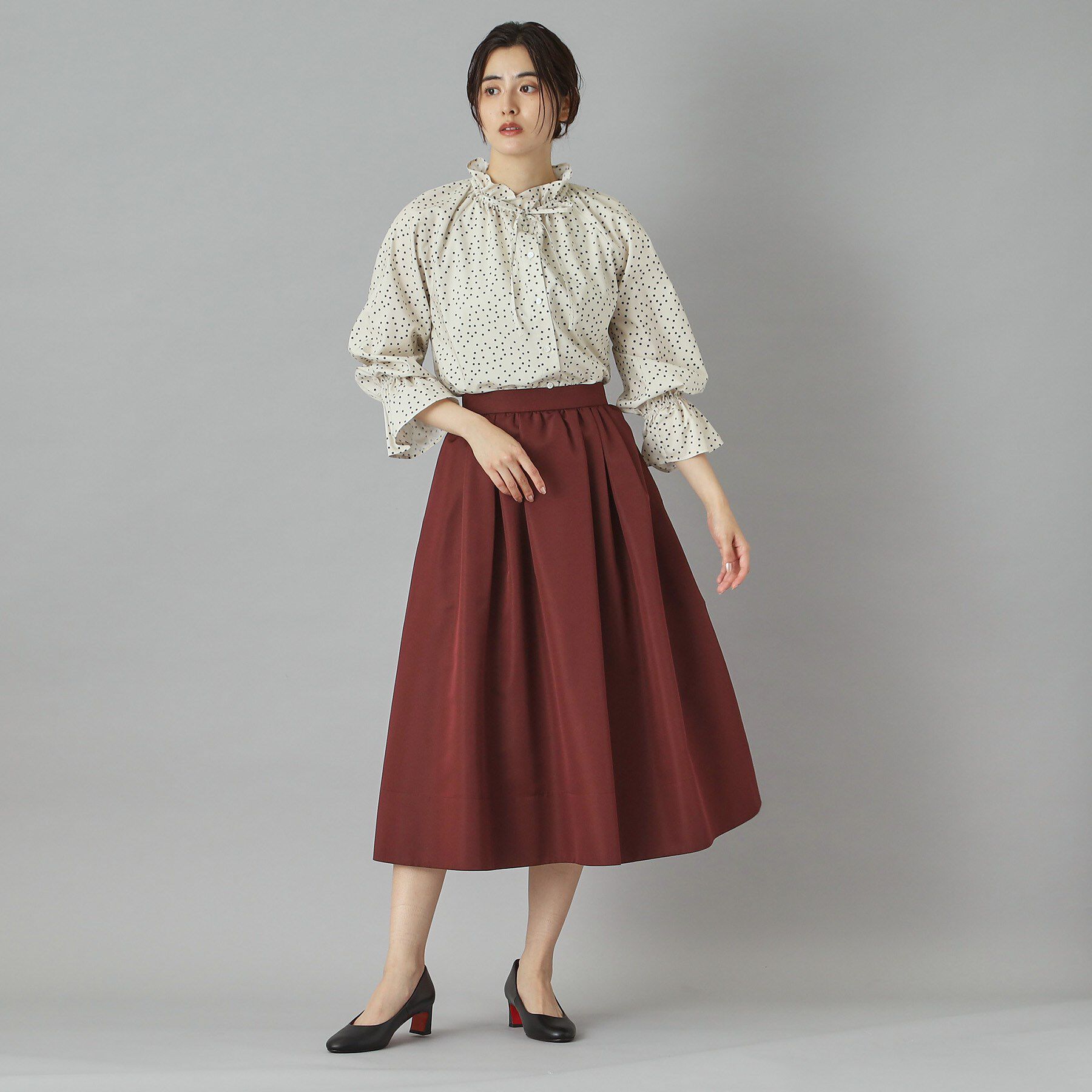 DRESSTERIOR「【洗える/フリルカラー】キャンディスリーブフリルカラーブラウス」|シャツ・ブラウス|