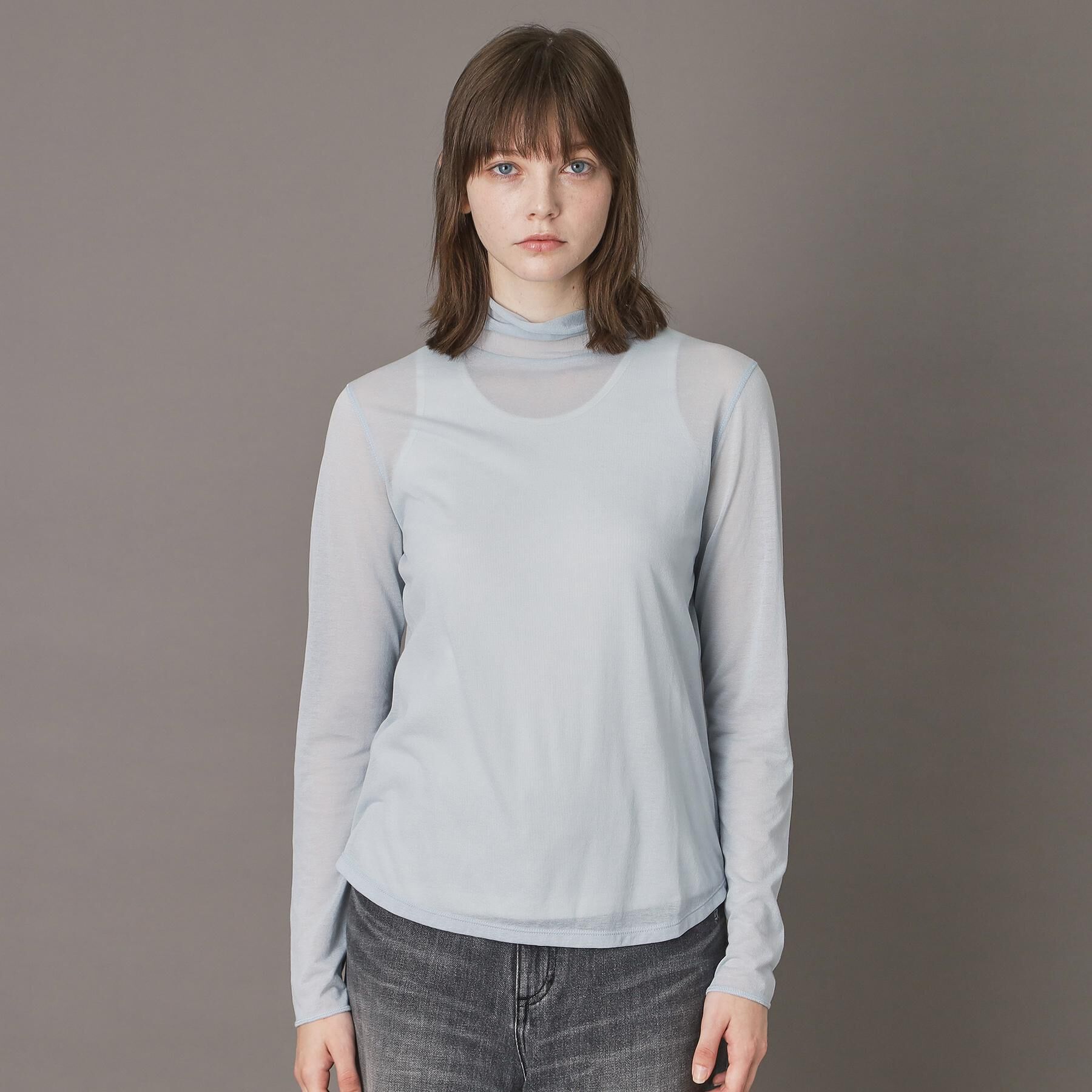 DRESSTERIOR「【シアー素材/otonaMUSE 11月号掲載】シアータートルトップス」|Tシャツ・カットソー|サックスブルー(09
