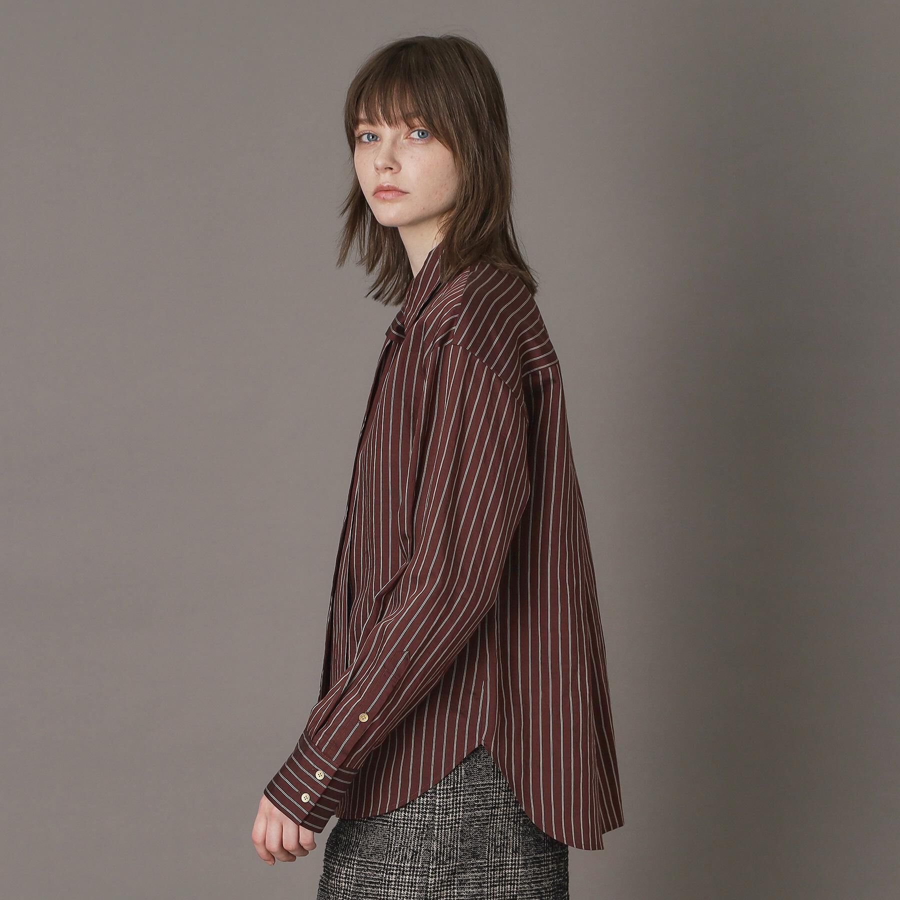 DRESSTERIOR「【洗える/オンオフ/otonaMUSE 11月号掲載】3WAYタイ付きアーカーストライプシャツ」|シャツ・ブラウス|