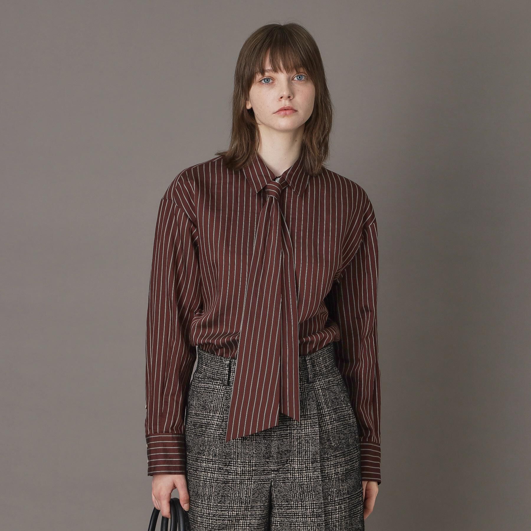 DRESSTERIOR「【洗える/オンオフ/otonaMUSE 11月号掲載】3WAYタイ付きアーカーストライプシャツ」|シャツ・ブラウス|