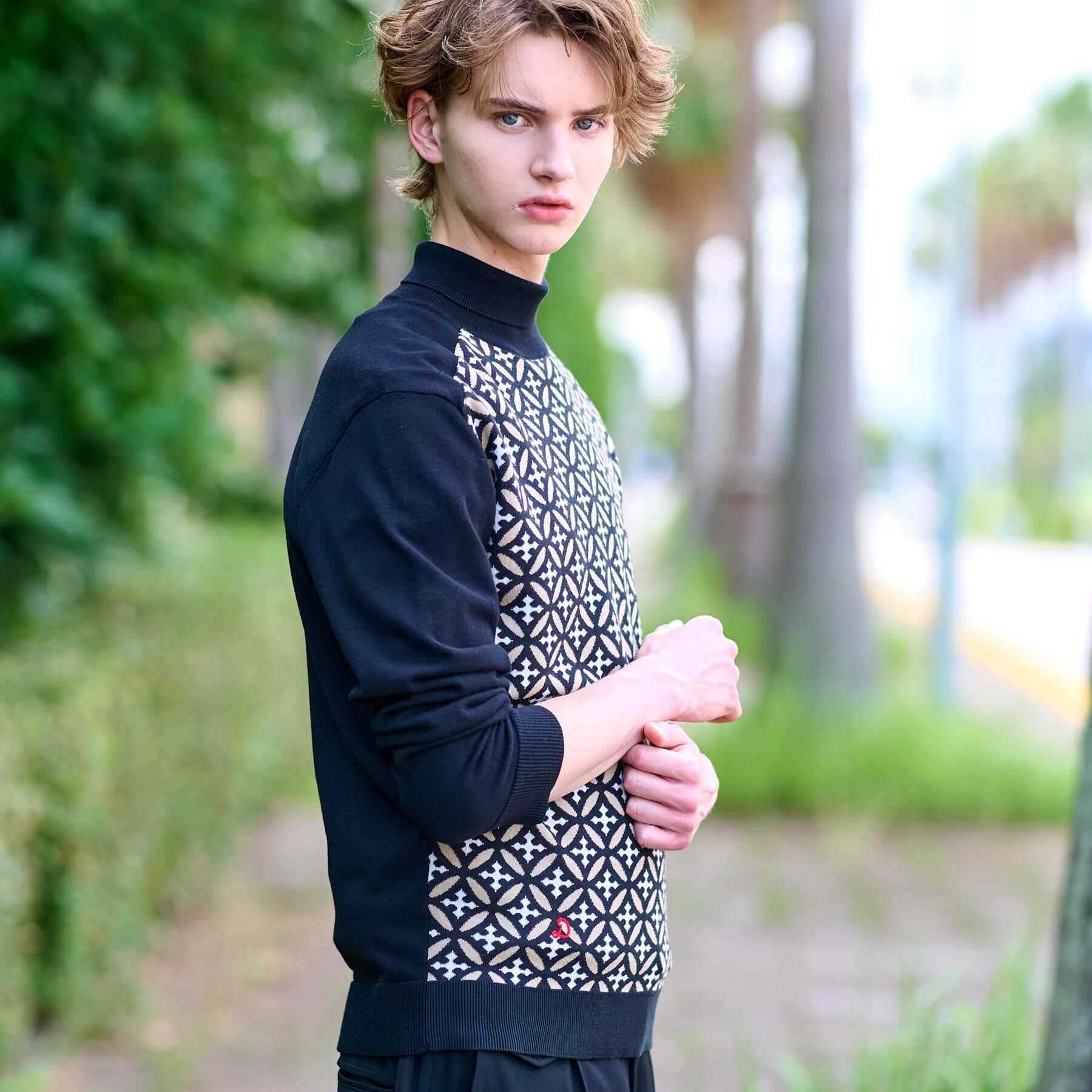 DRESSTERIOR「オーバーラップサークルジャカード タートルニット」|ニット・セーター|