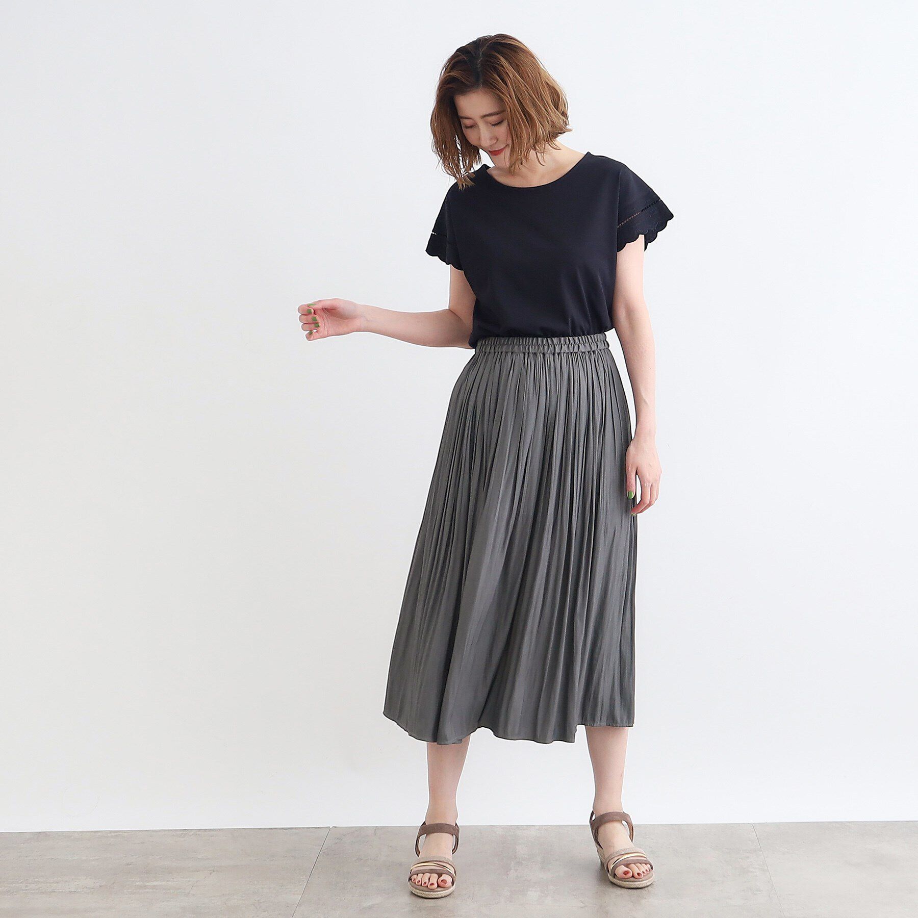 grove「＜低身さん向け－8cm丈＞割線風プリーツスカーチョ」|その他|