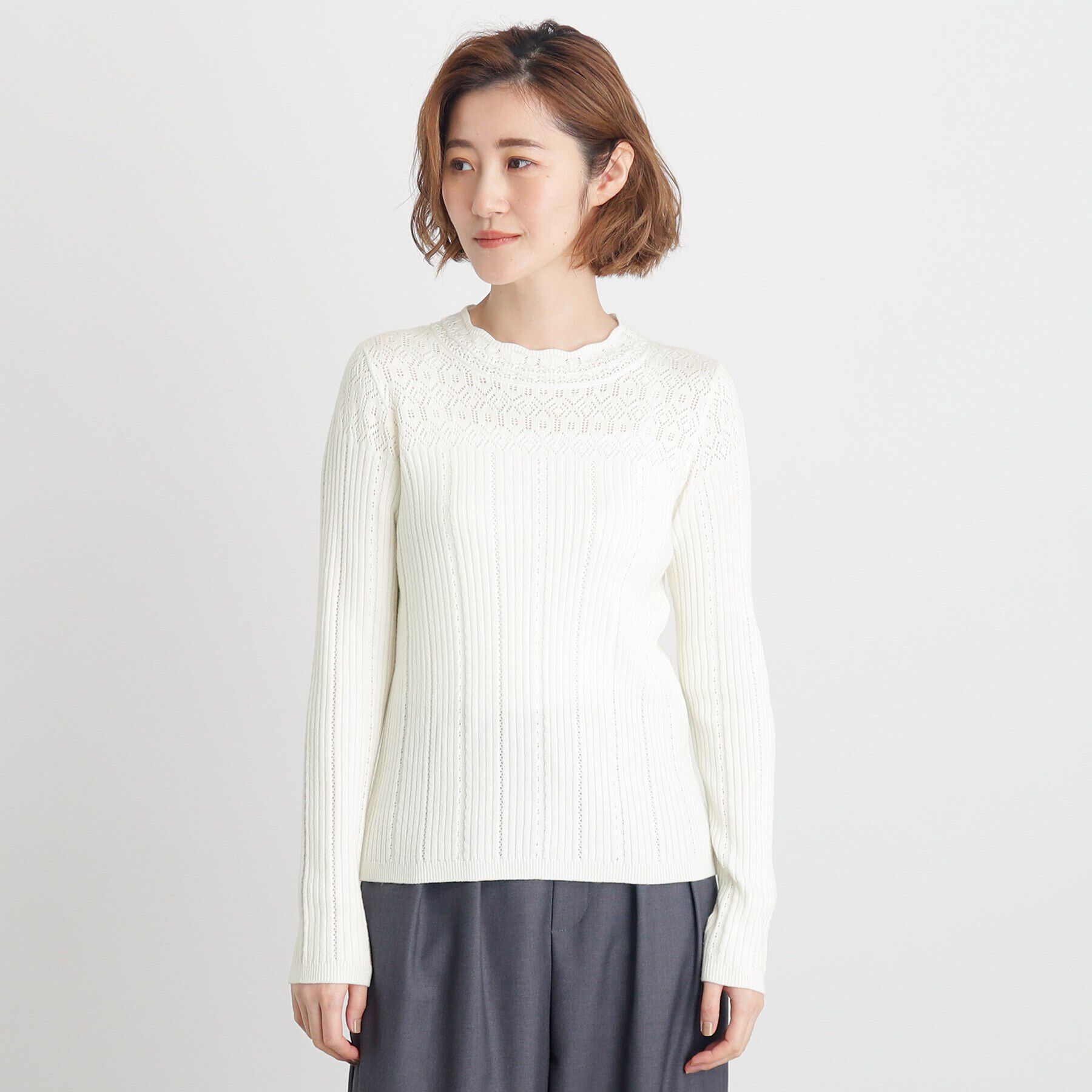 grove「レース編みリブニット」|ニット・セーター|