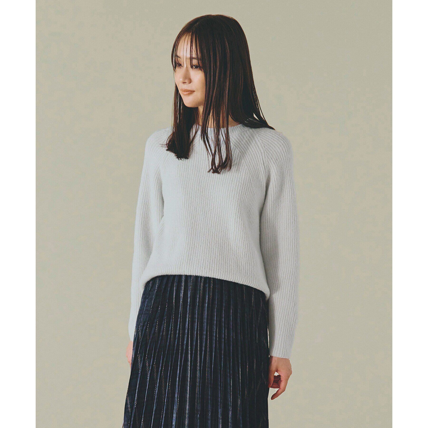 grove「クルーネック畔プルオーバー【洗える】」|ニット・セーター|ライトグレー(011