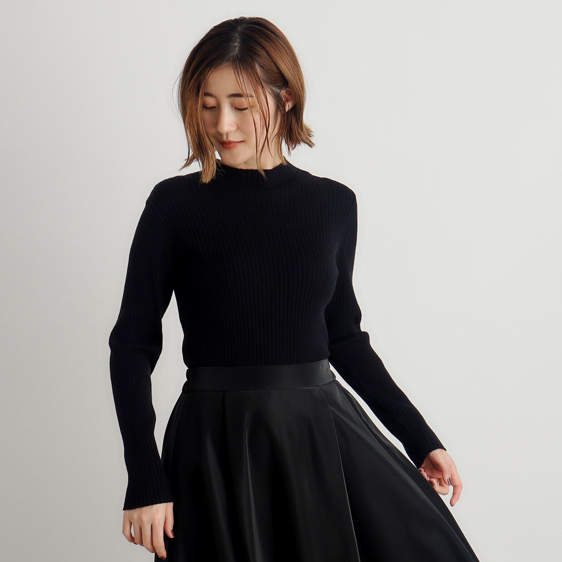 grove「【吸湿発熱／帯電防止】ハイネックリブプルオーバー」|ニット・セーター|