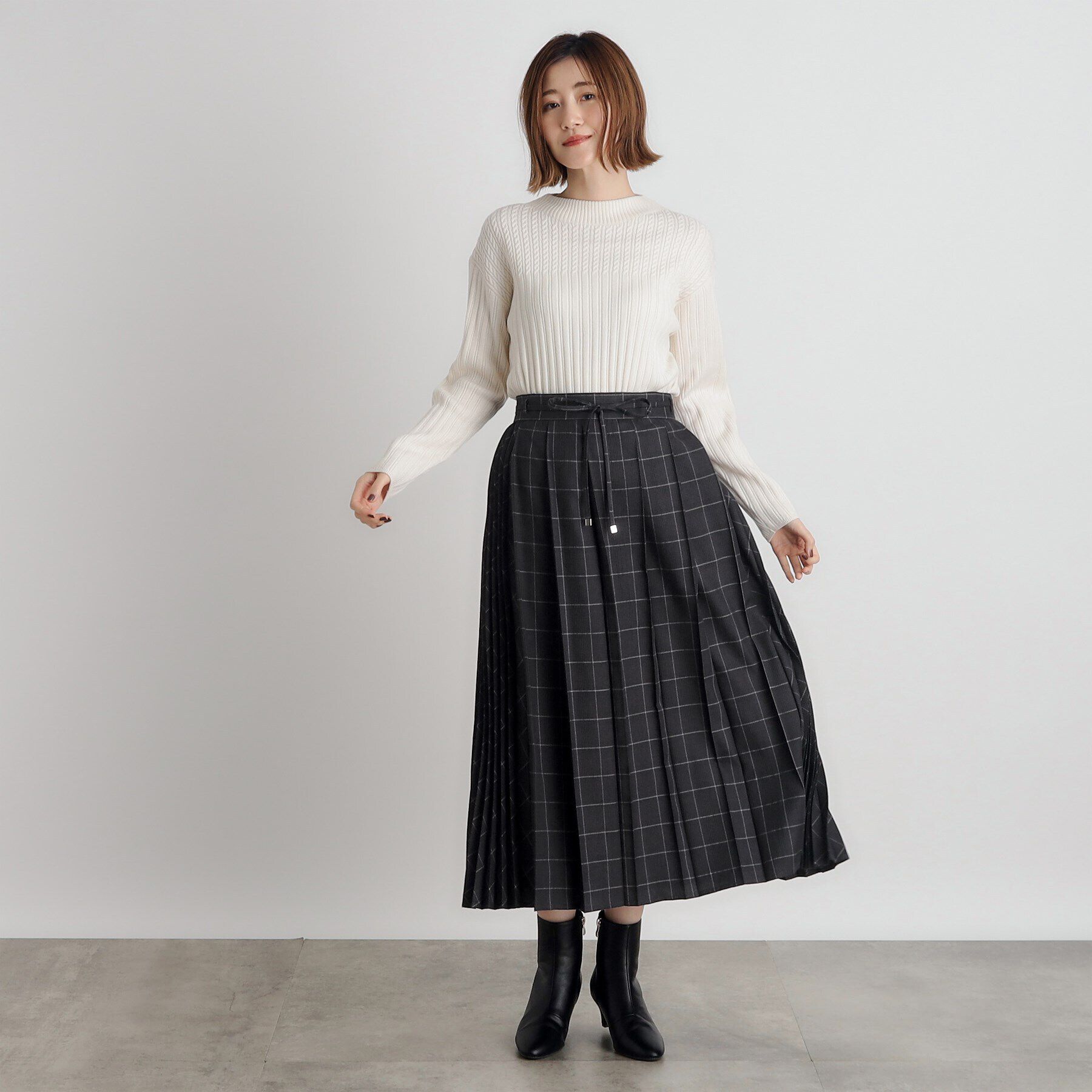 grove「ダブルプリーツチェックスカート」|スカート|
