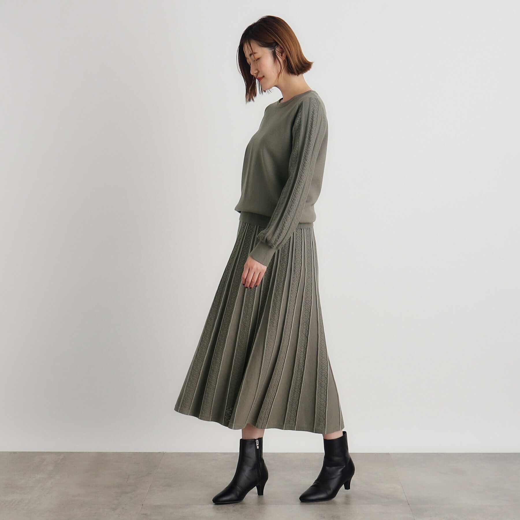 grove「SET UP対応 透かし編み柄ニットスカート」|スカート|