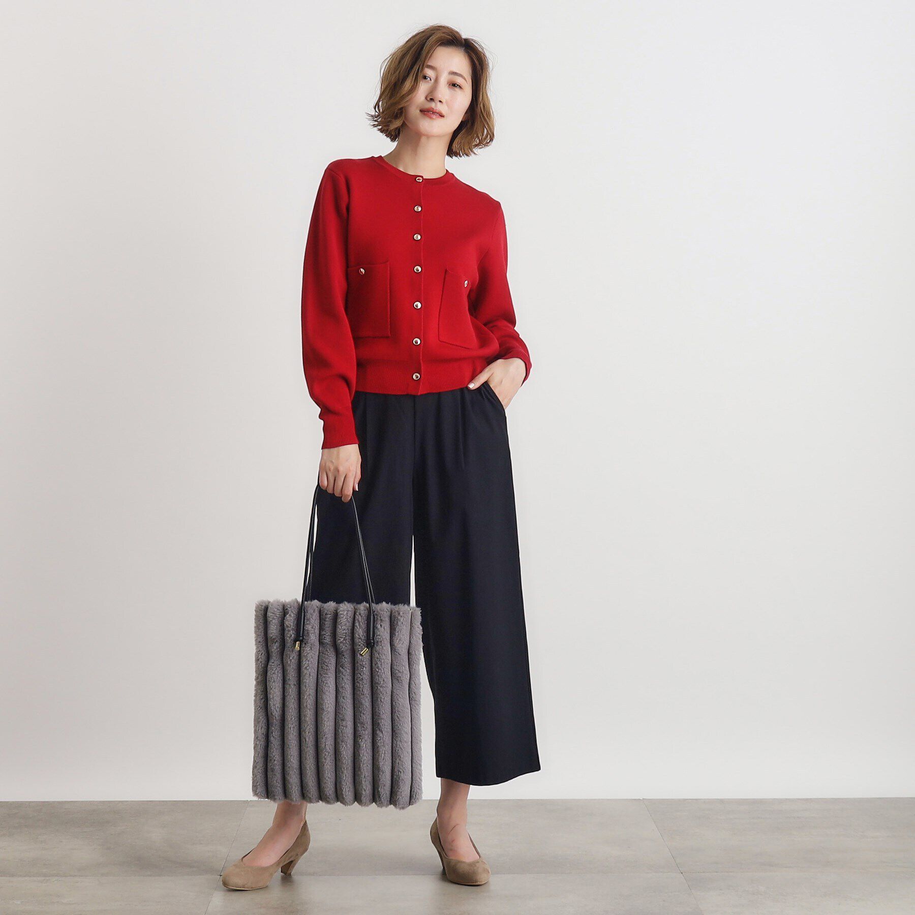 grove「【A4】ノットハンドルストライプエコファートート」|トートバッグ|