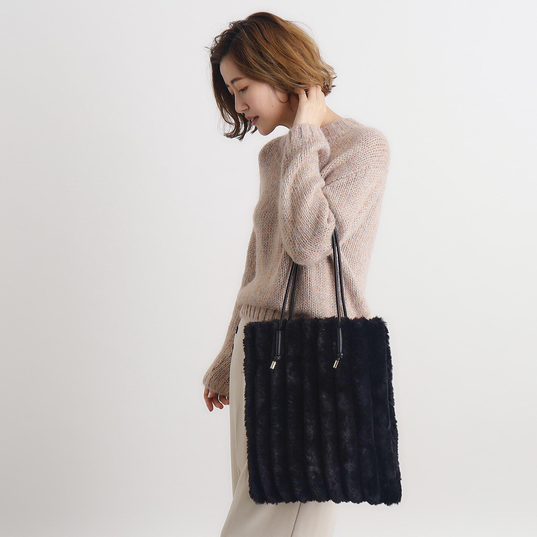 grove「【A4】ノットハンドルストライプエコファートート」|トートバッグ|