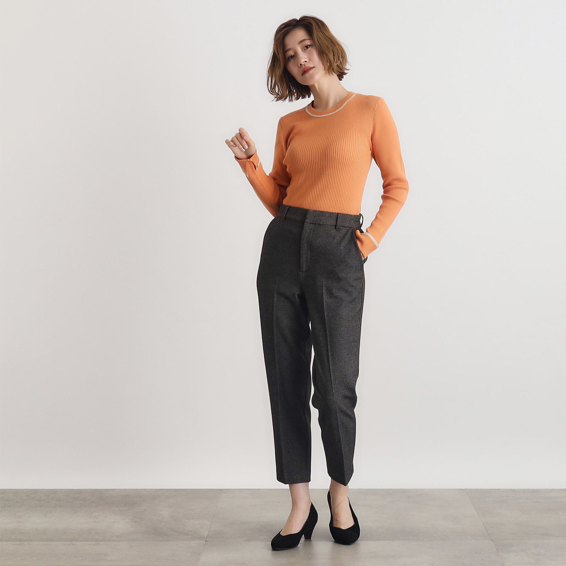 grove「ラメライン折り返しカフス袖ニットプルオーバー」|ニット・セーター|