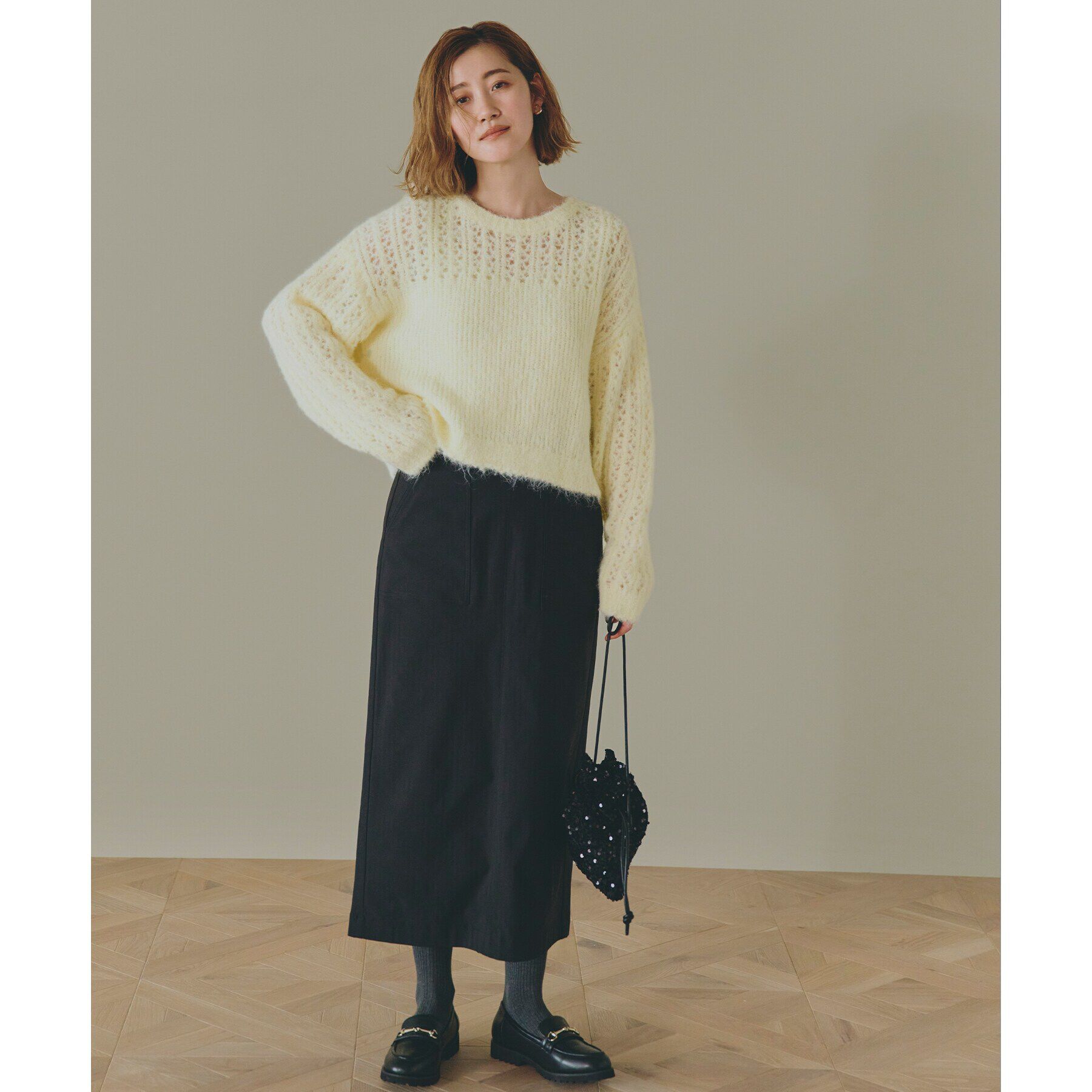 grove「裏起毛ハイパーヘリンボーンタイトスカート」|スカート|