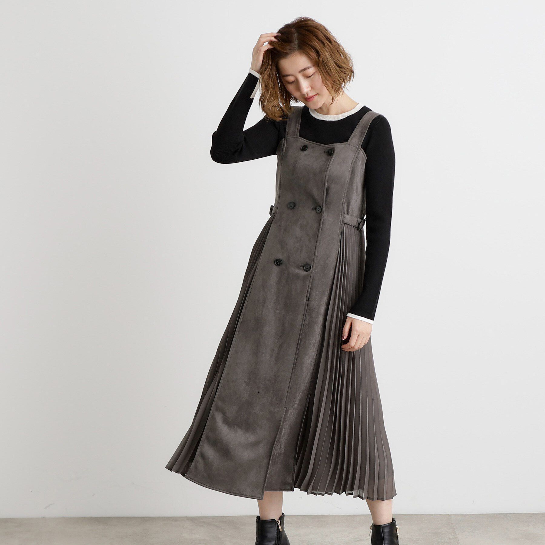 grove「マシュマロタッチサイドプリ―ツワンピース」|ワンピース|