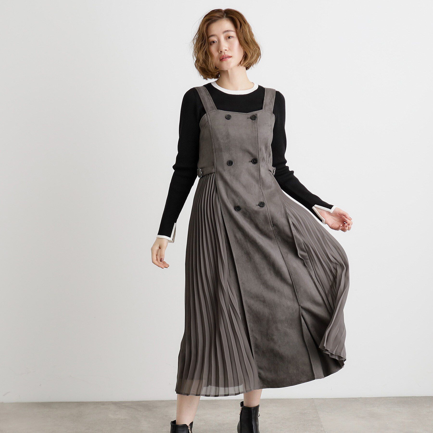 grove「マシュマロタッチサイドプリ―ツワンピース」|ワンピース|