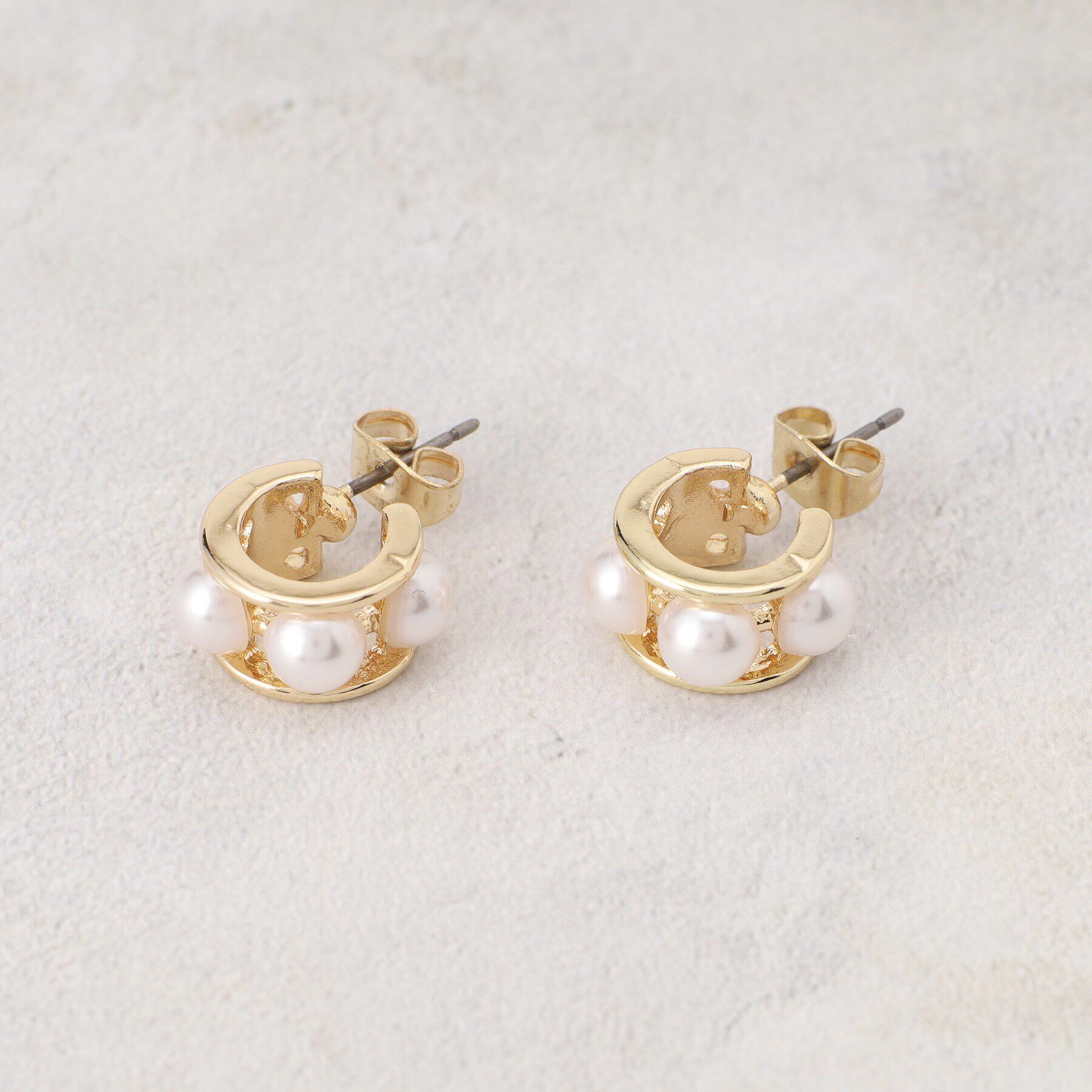 grove「パール調ミニメタルフープピアス」|ピアス|