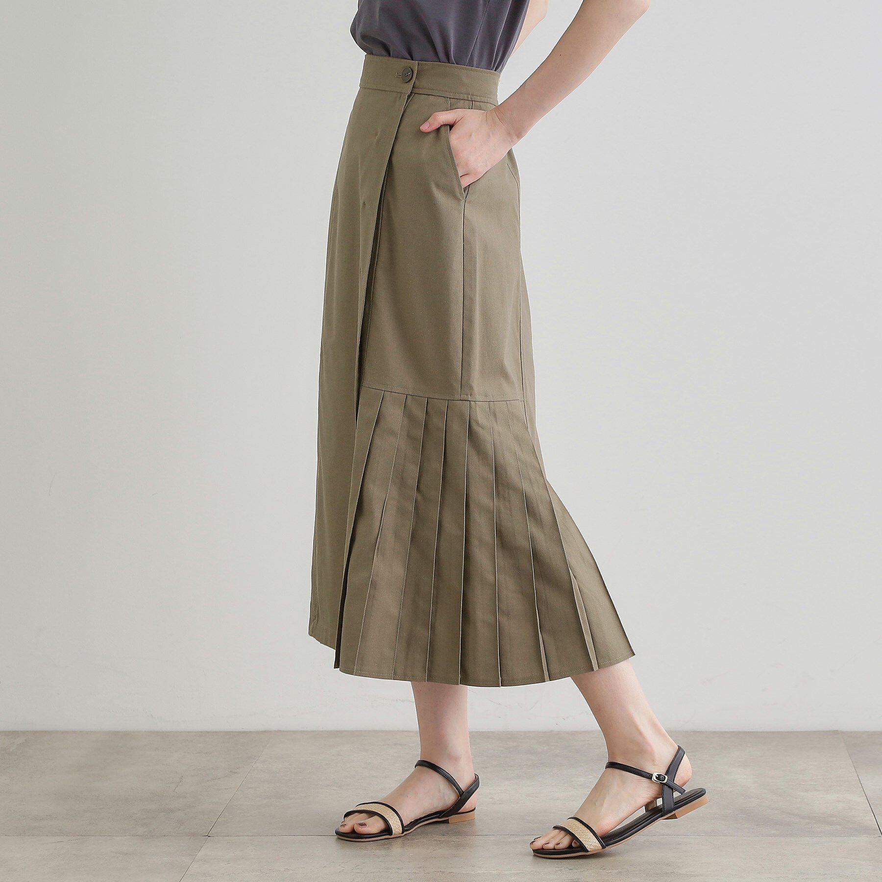grove「【大人のニュアンス】リネン混サイドタックスカート」|スカート|