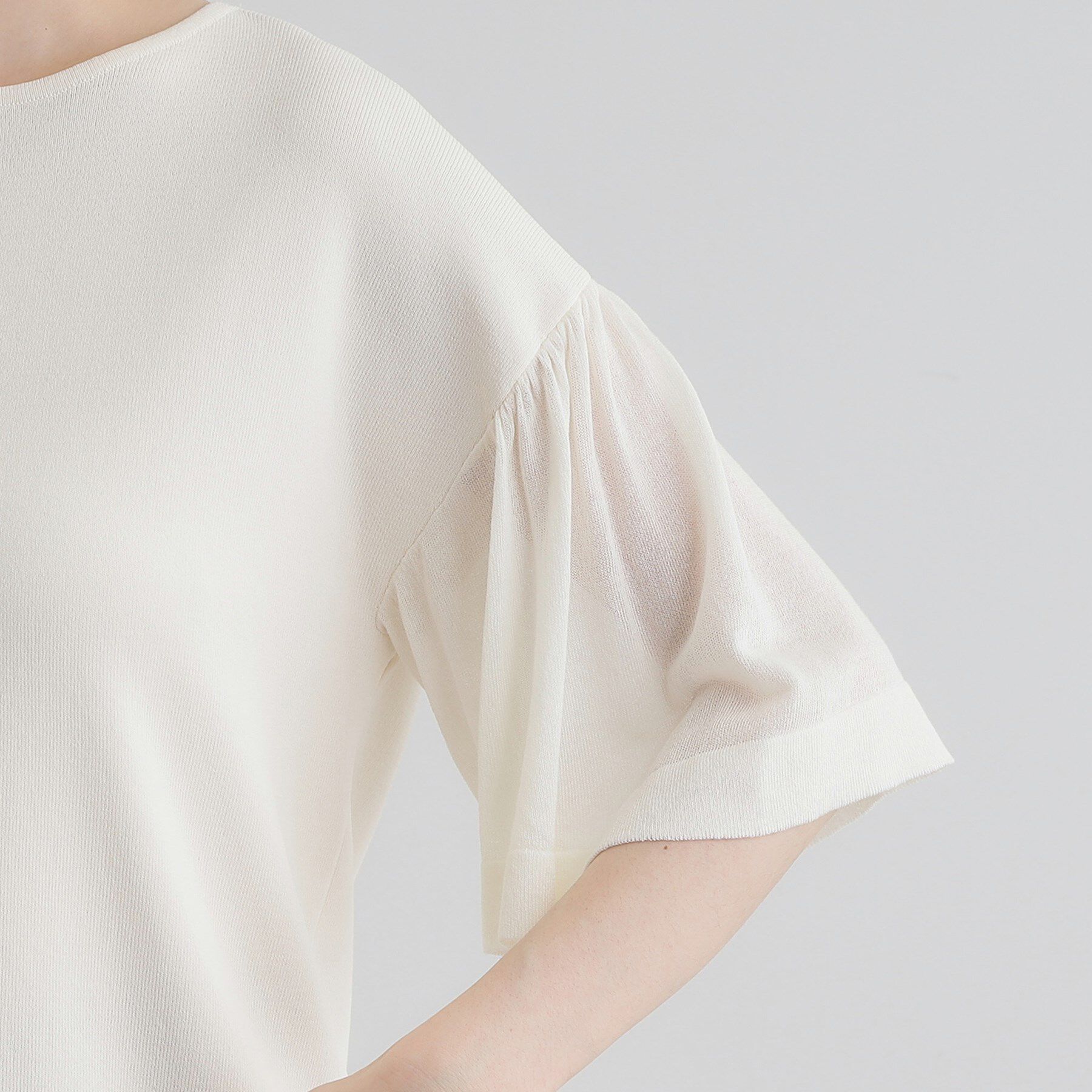 grove「【嬉しい機能付き】やわらかドライタッチシアーフレアスリーブニット」|ニット・セーター|