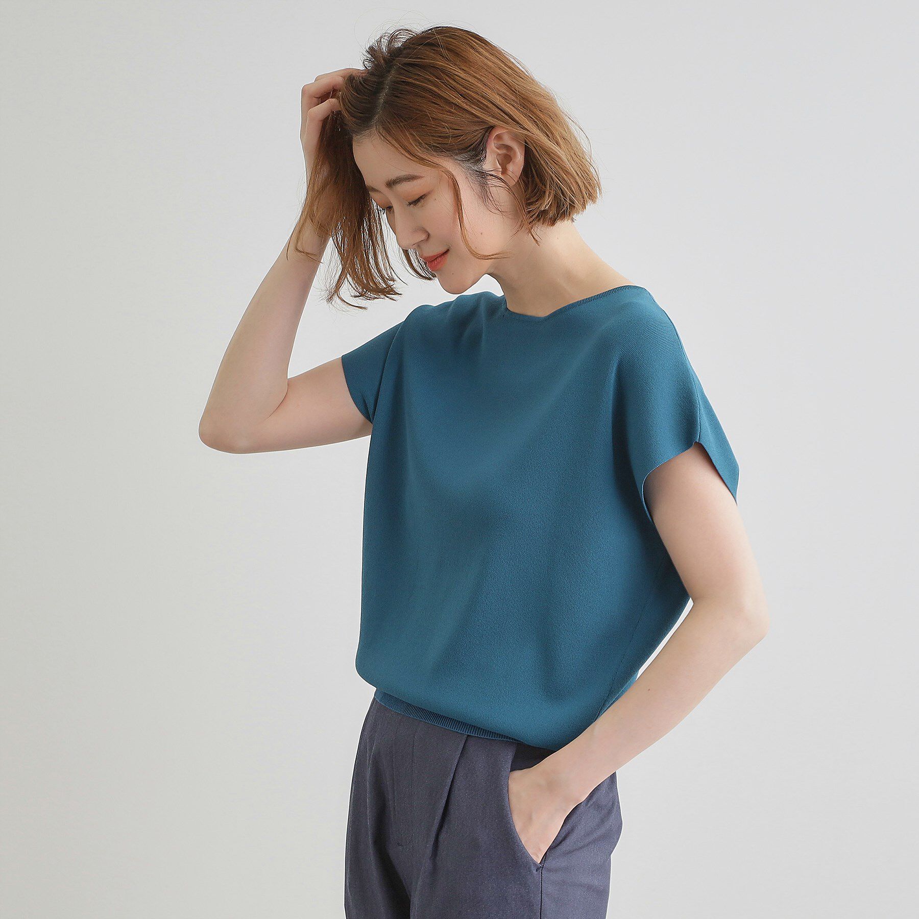 grove「【嬉しい機能付き】やわらかドライタッチフレンチスリーブニット」|ニット・セーター|