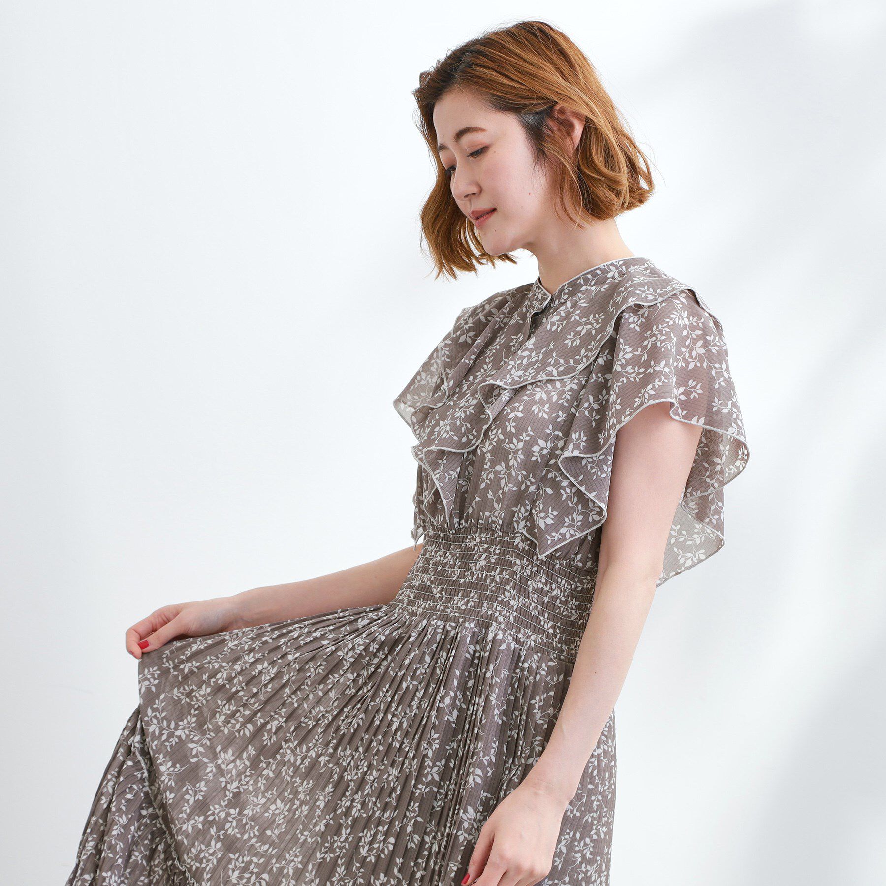 grove「夏の主役シフォンプリントプリーツワンピース」|ワンピース|
