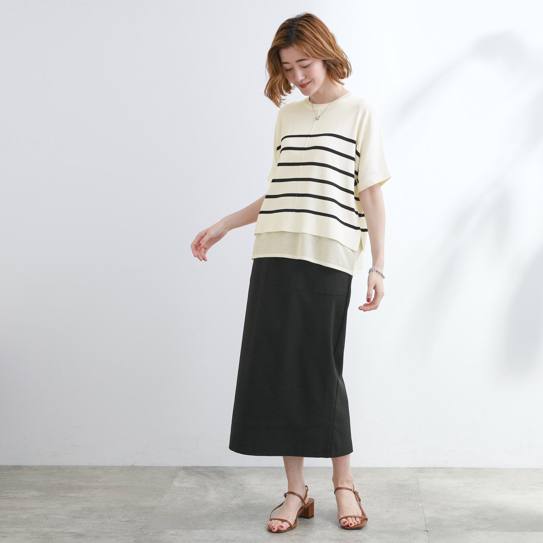 grove「【夏に嬉しい機能付き】やわらかドライタッチレイヤードライクニット」|ニット・セーター|