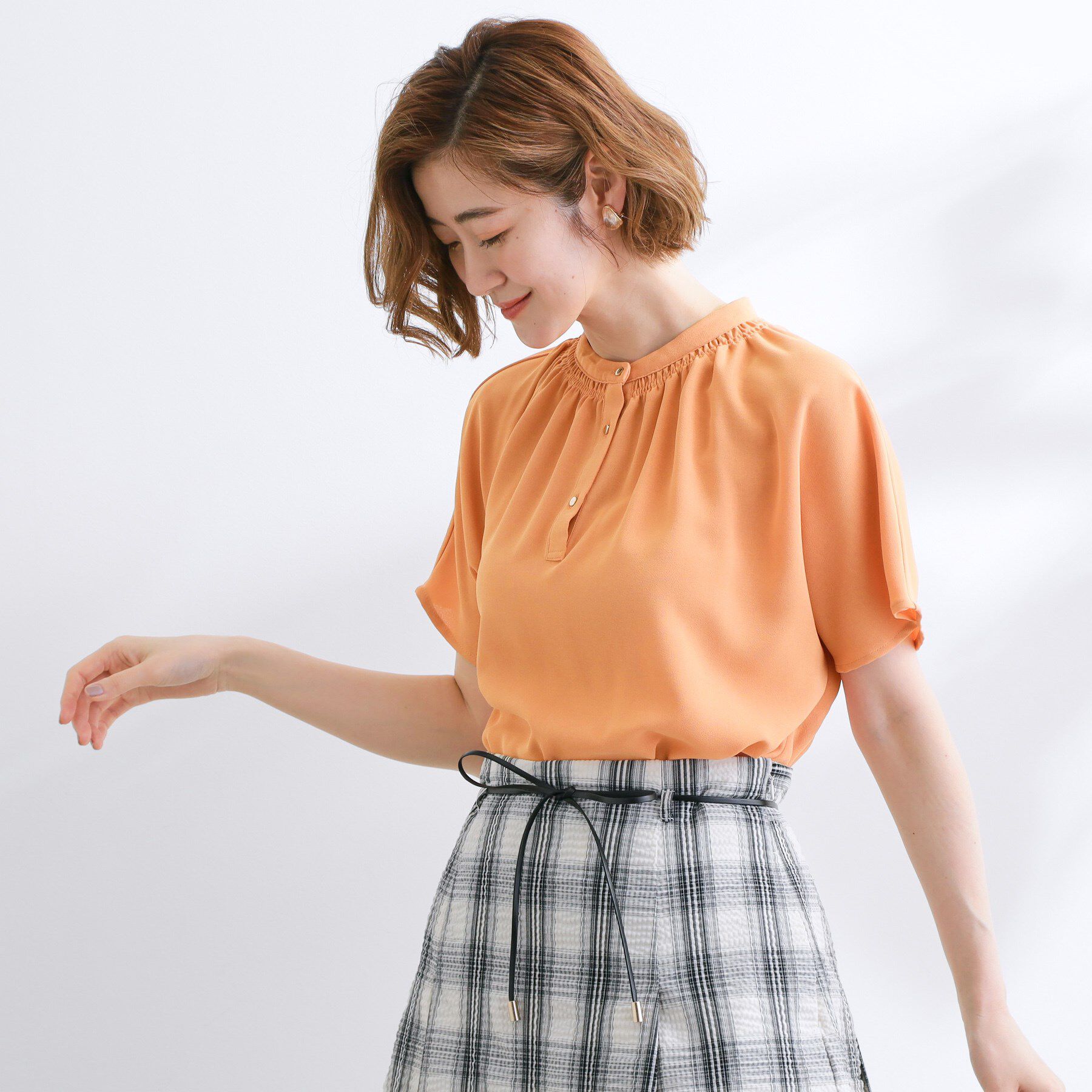 grove「【さらりと着られる/二の腕カバー】多機能ドルマンスリーブブラウス」|シャツ・ブラウス|オレンジ(065)