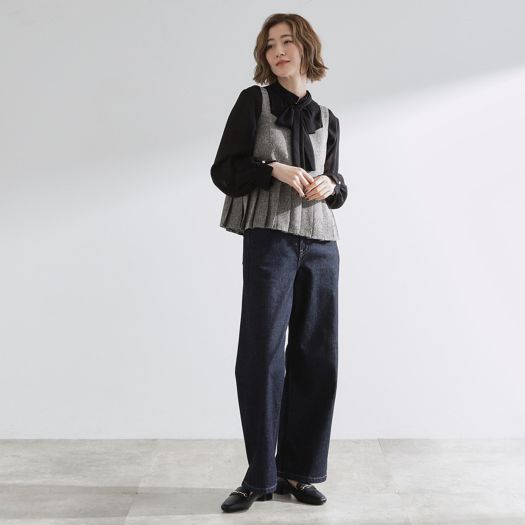 grove「【2点SET/体型カバー】夏から秋まで着まわせる！プリーツビスチェセットアップ」|スーツ|