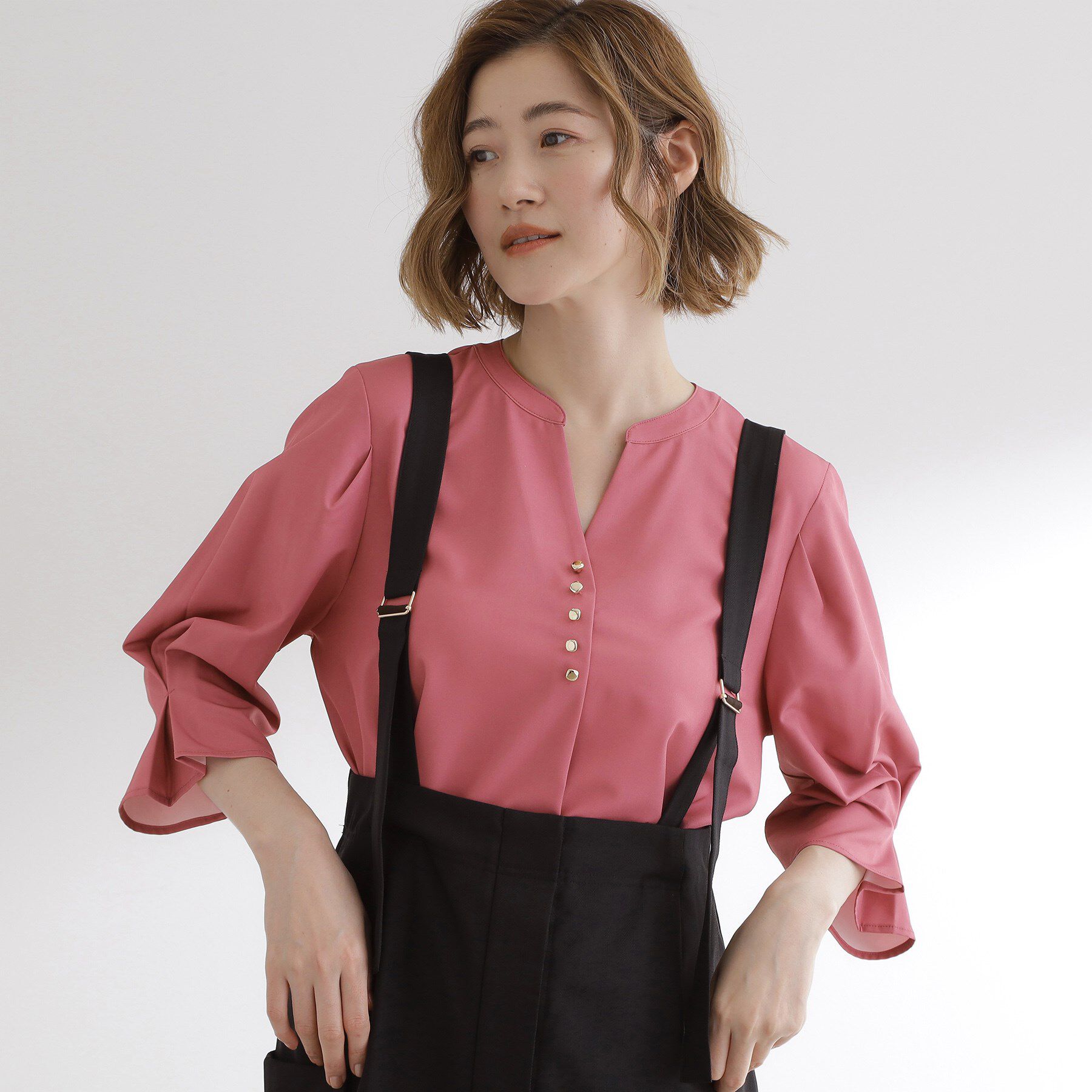 grove「【洗える/お仕事】美しさが続く袖タックブラウス」|シャツ・ブラウス|ピンク(071)