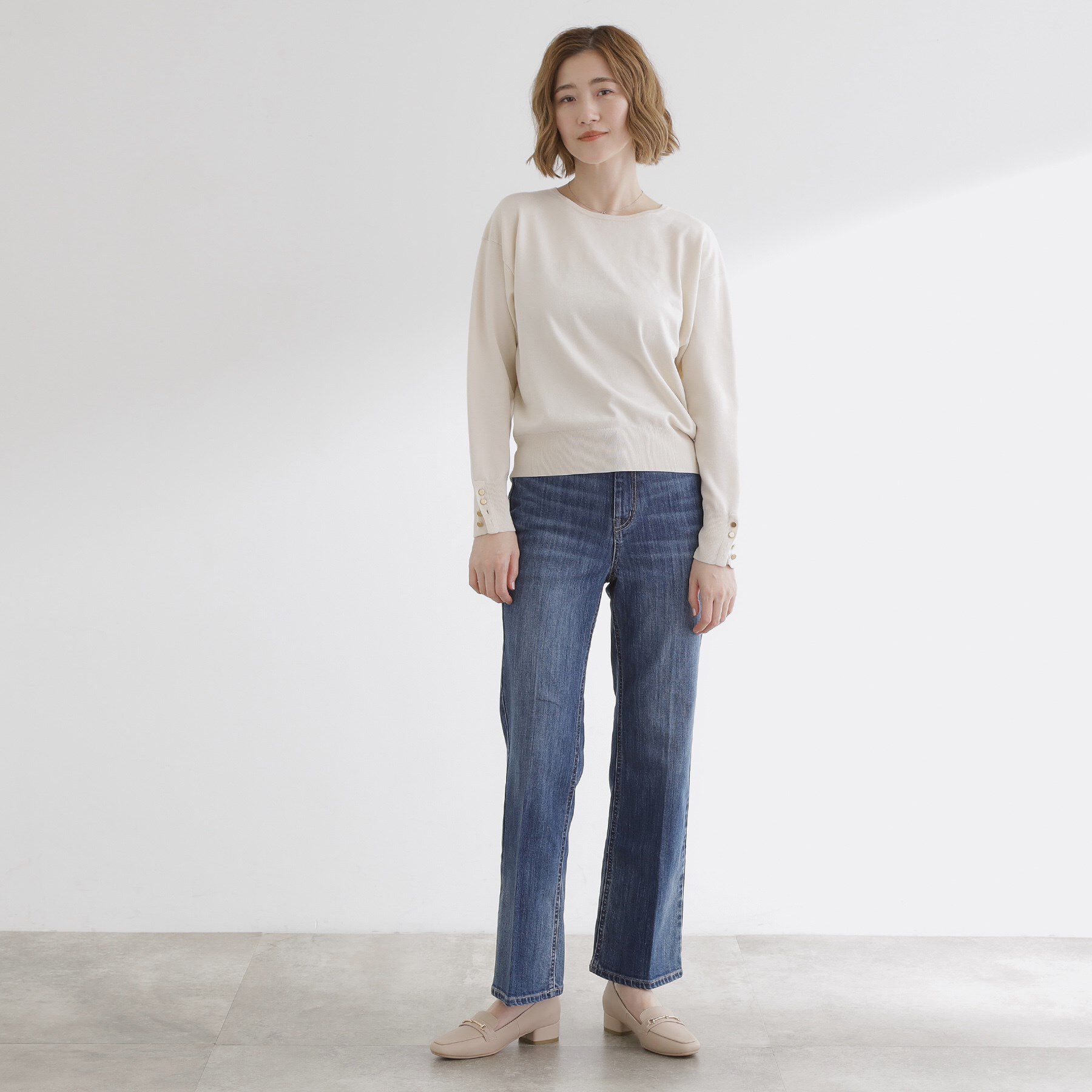 grove「【美シルエット/選べる着丈】大人のためのソフトフレアーデニム」|デニム|