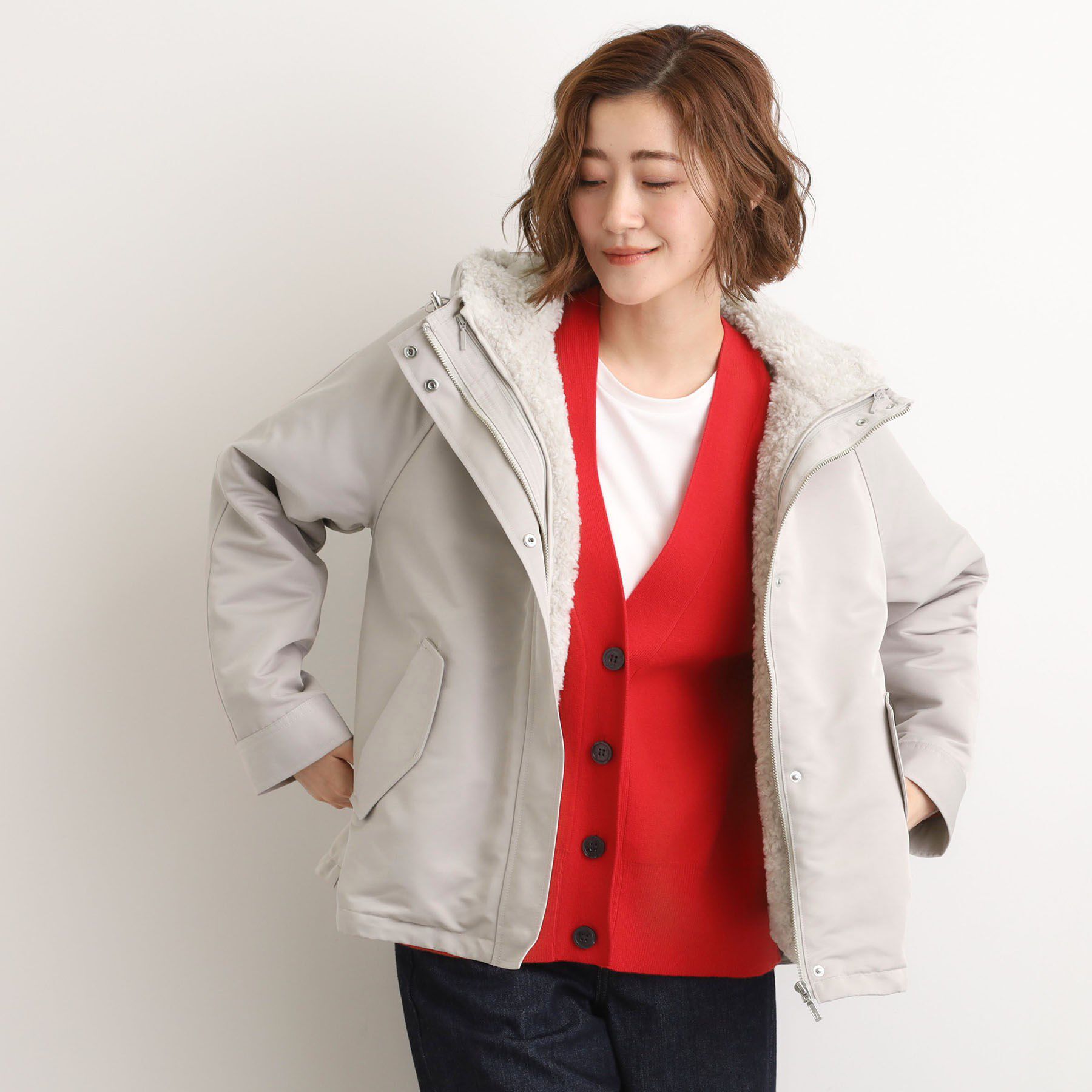 grove「【名品アウター/3WAY・はっ水】ボアライナー付マウンテンパーカ」|ブルゾン・スタジャン|