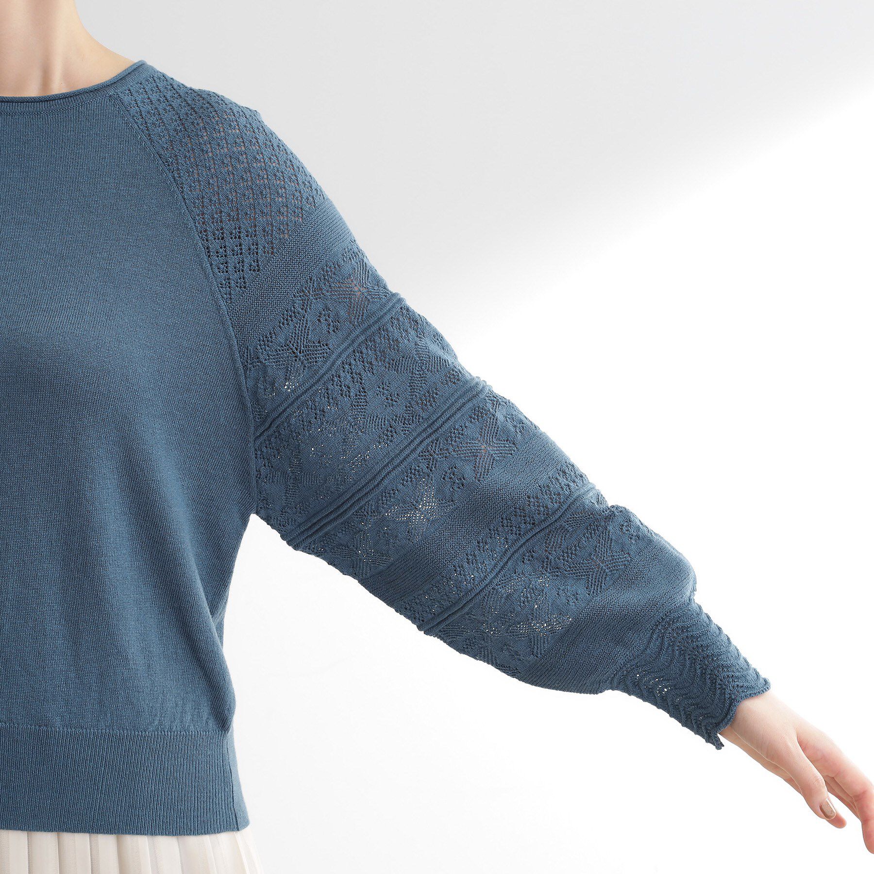 grove「【最終お値下げ！！】袖レース編みラグランスリーブニット」|ニット・セーター|