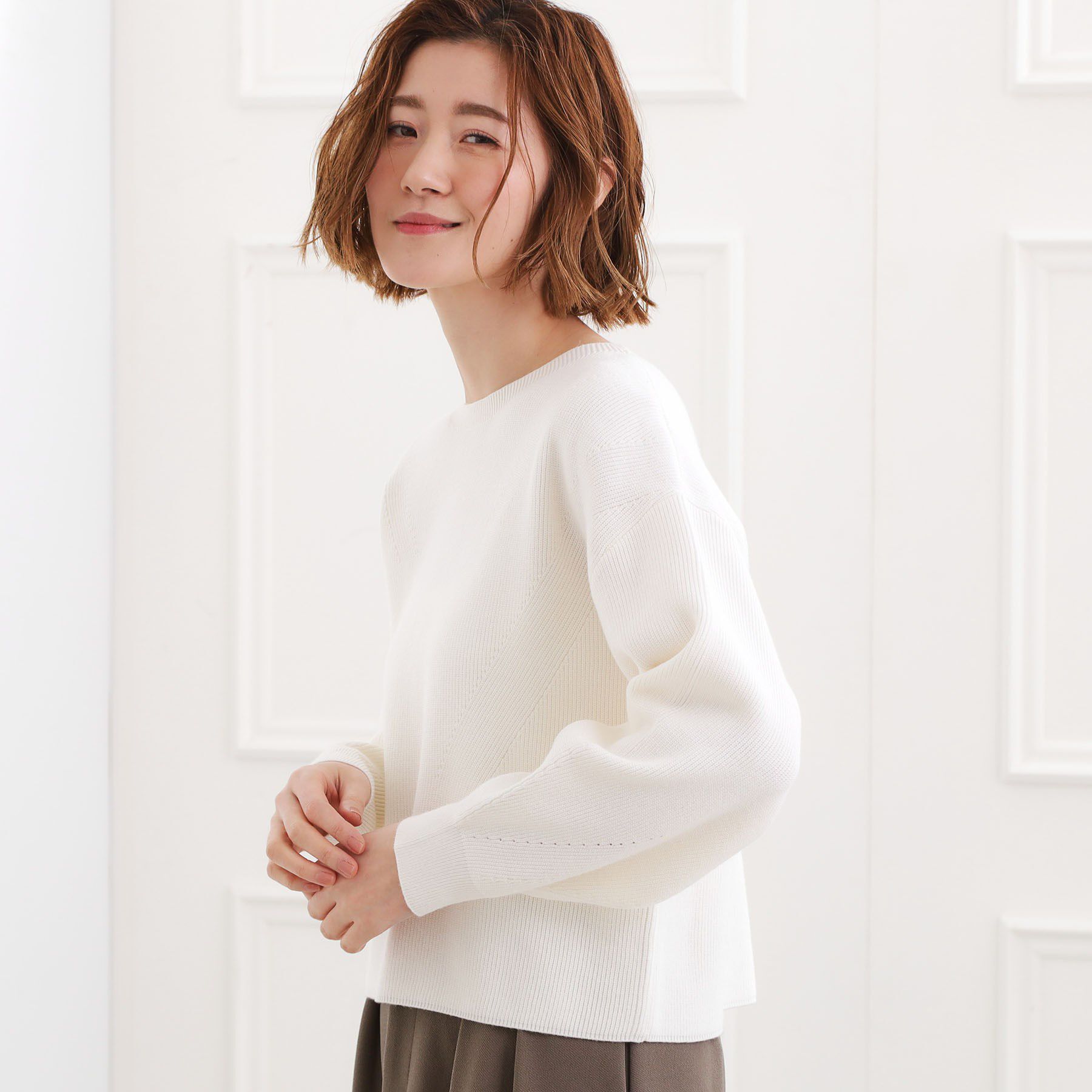 grove「毎日着たくなる、もちもち畦編みニット」|ニット・セーター|オフホワイト(003