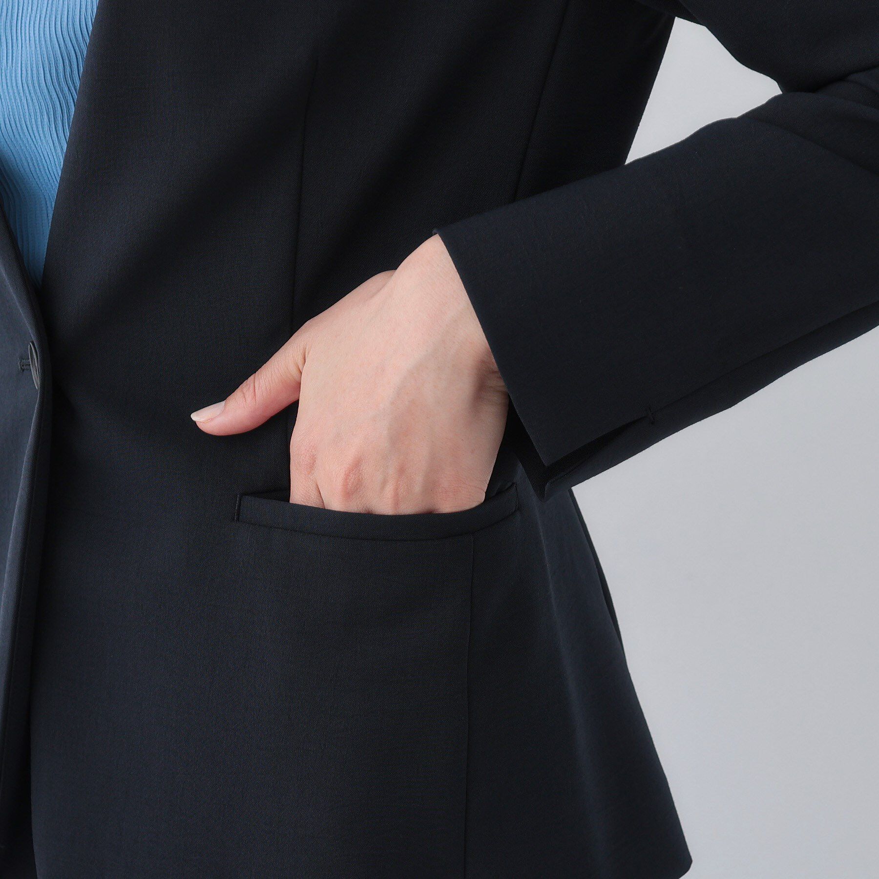 INDIVI「【定番スーツ／UVケア／洗える】ウール調ノーカラージャケット」|スーツ|