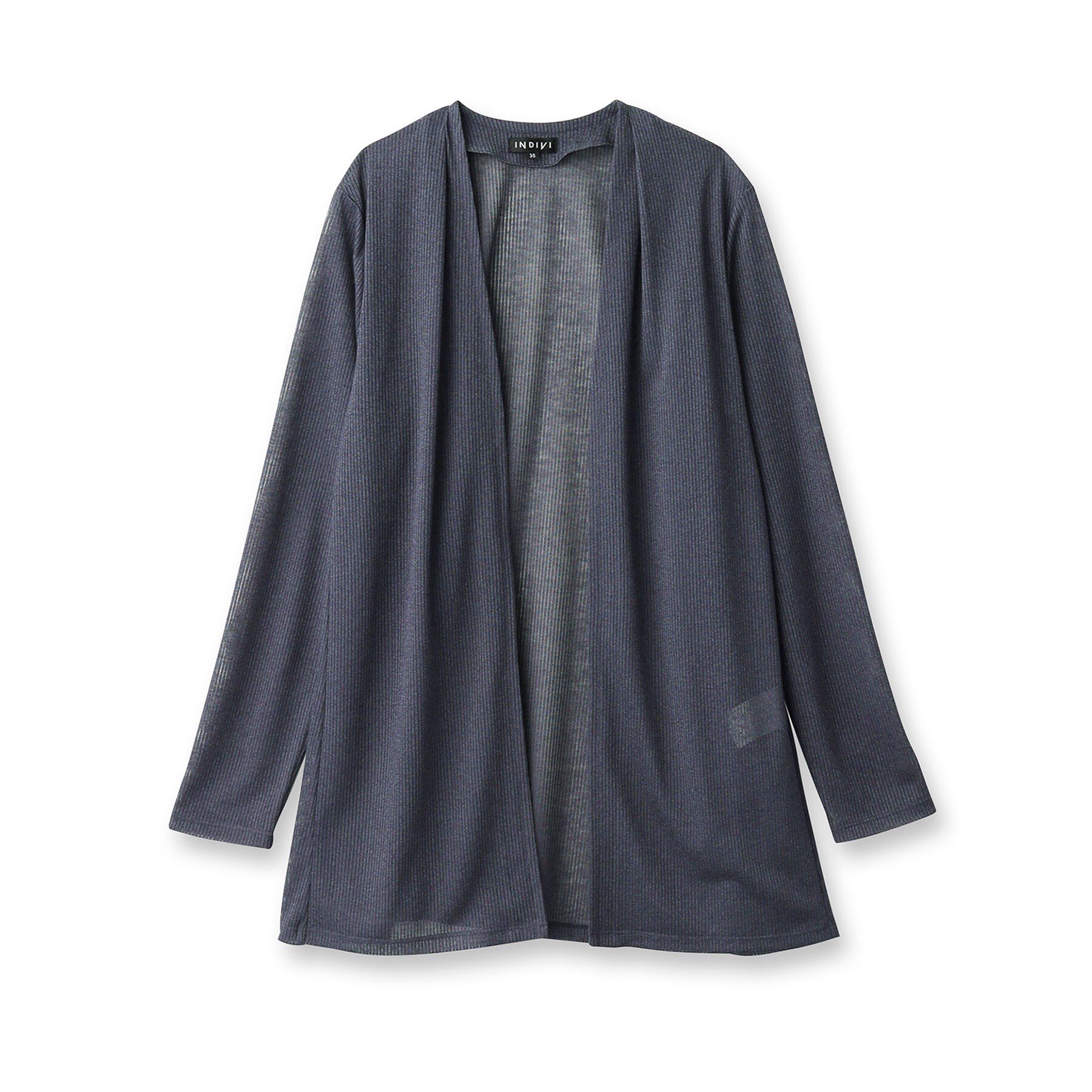 INDIVI「【洗える／シアーストライプ柄】着流しジャージカーディガン」|カーディガン|