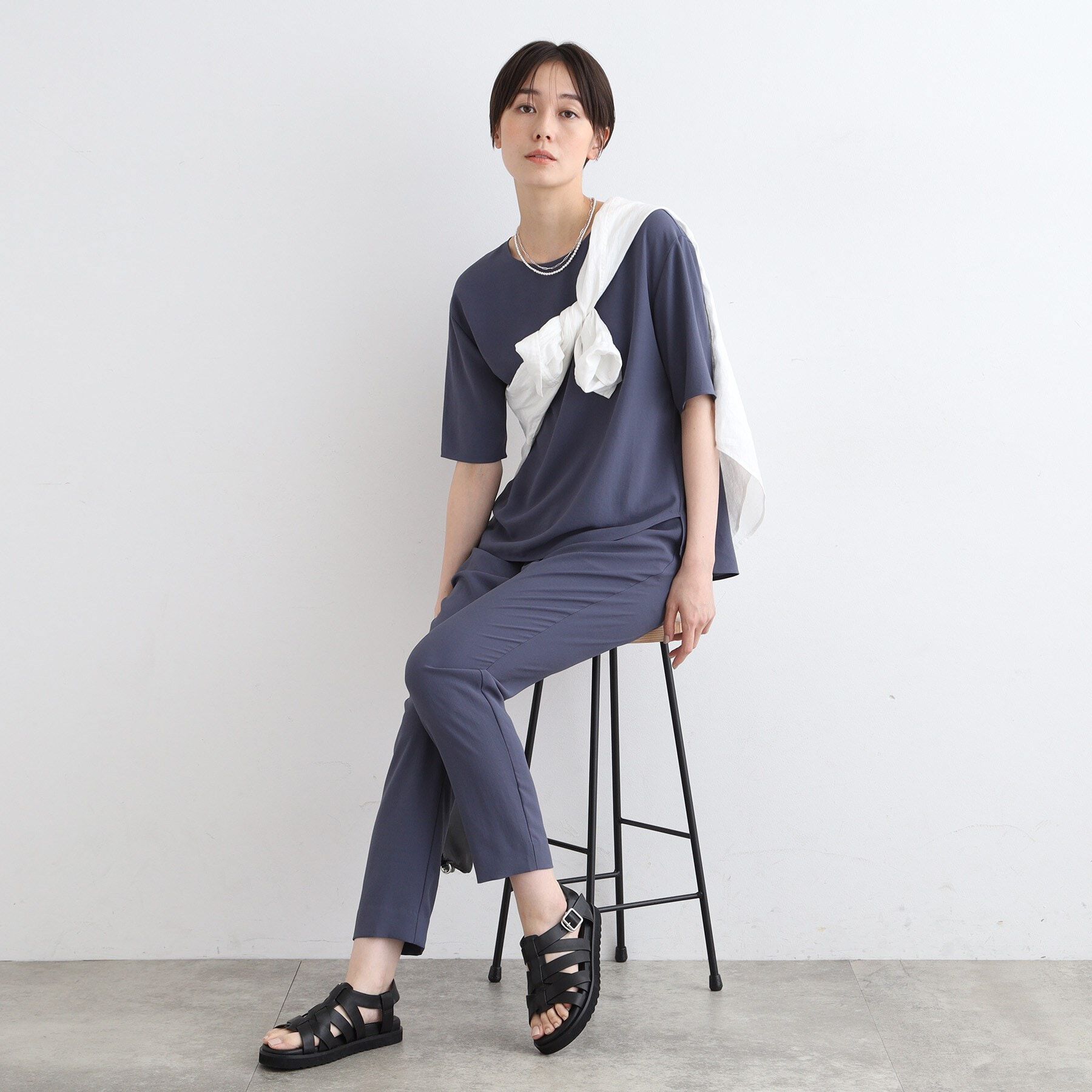 INDIVI「【洗える／UVケア／SETUP可能】ラップ風テーパードパンツ」|その他|