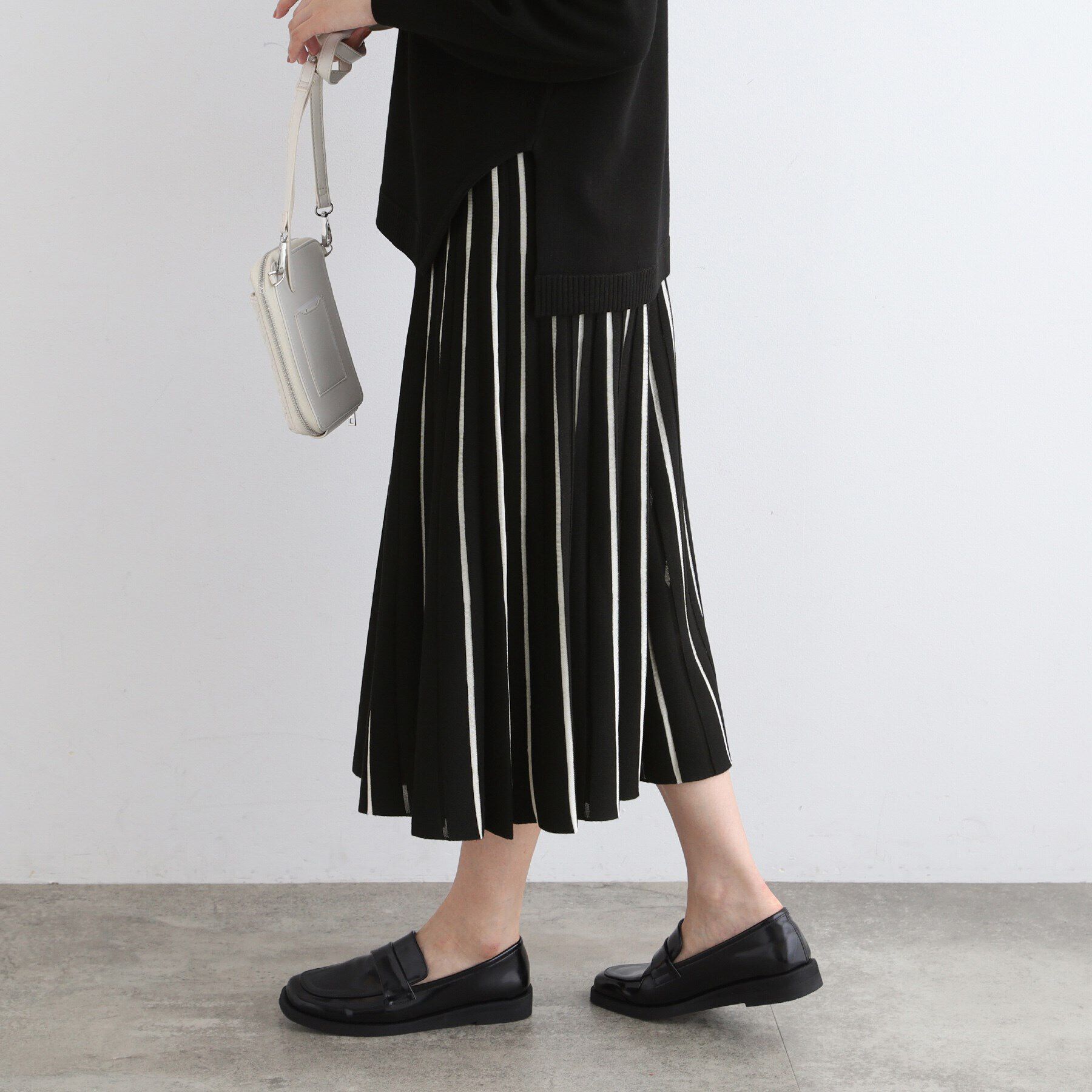 INDIVI「【洗える／SETUP可能】ジャカードニットプリーツスカート」|スカート|