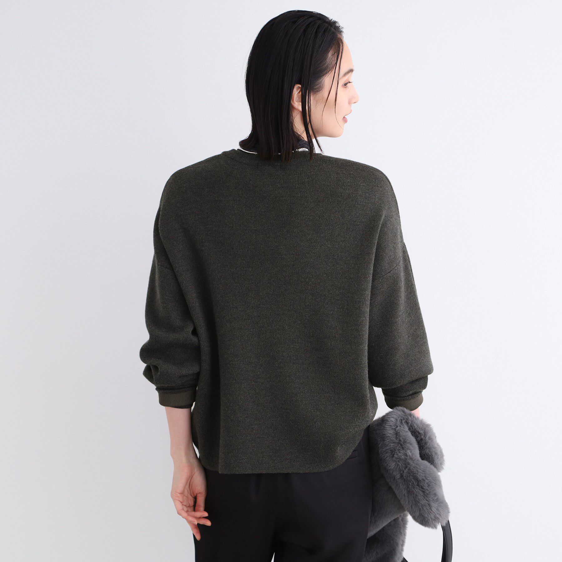 INDIVI「【ウール混／洗える】スウェットライク スムースニット」|ニット・セーター|