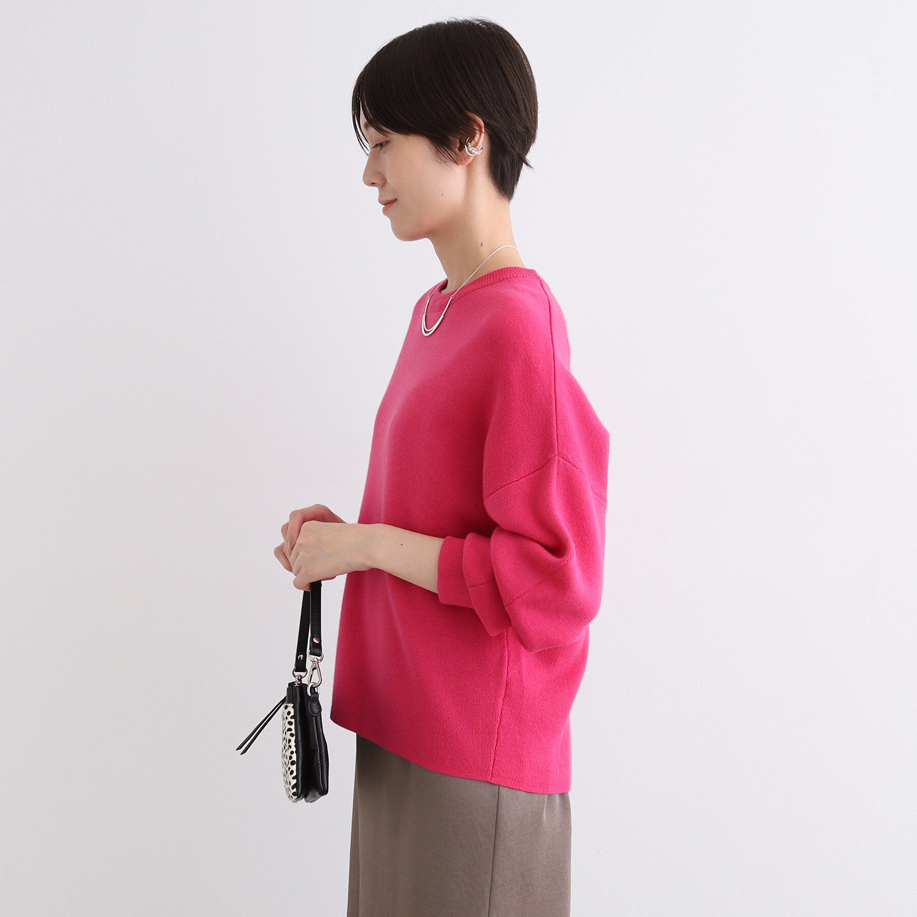 INDIVI「【ウール混／洗える】スウェットライク スムースニット」|ニット・セーター|