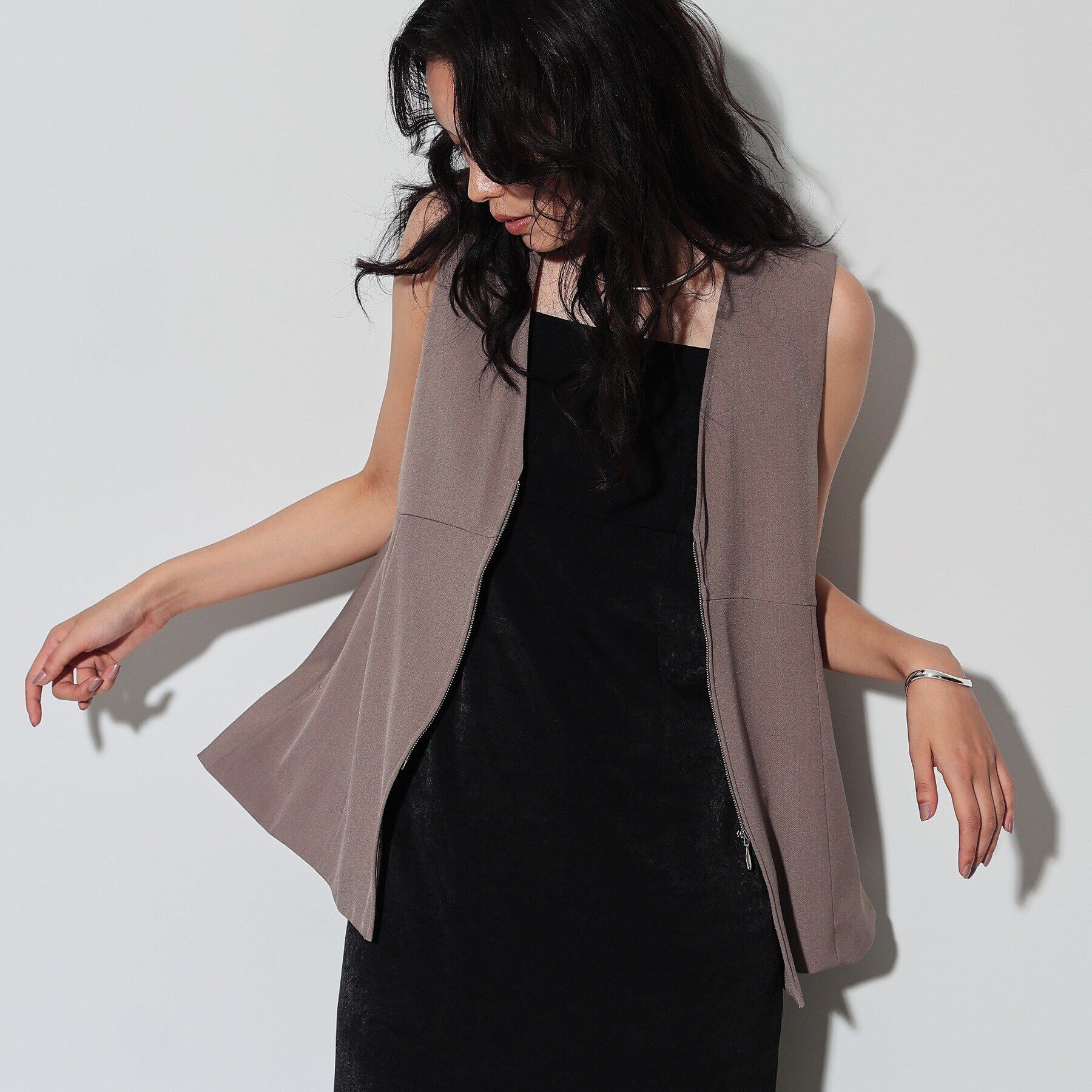 GALLEST「ぺプラムジレ」|ベスト・ジレ|モカブラウン(042