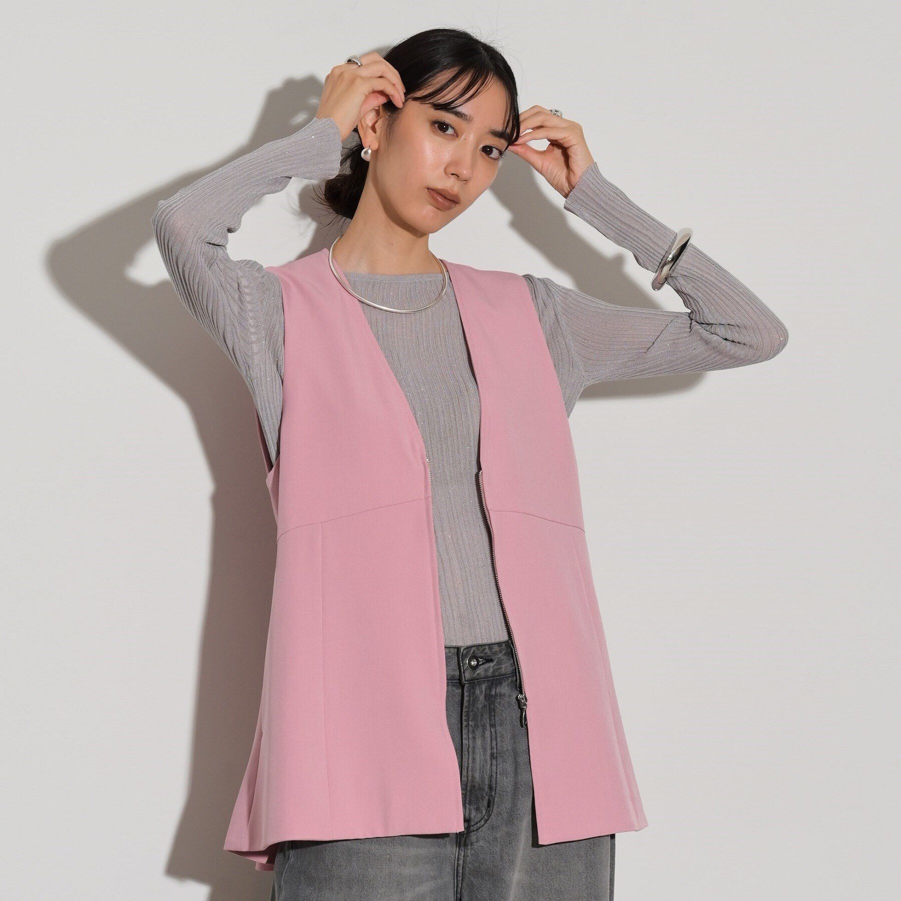 GALLEST「ぺプラムジレ」|ベスト・ジレ|ピンク(072)