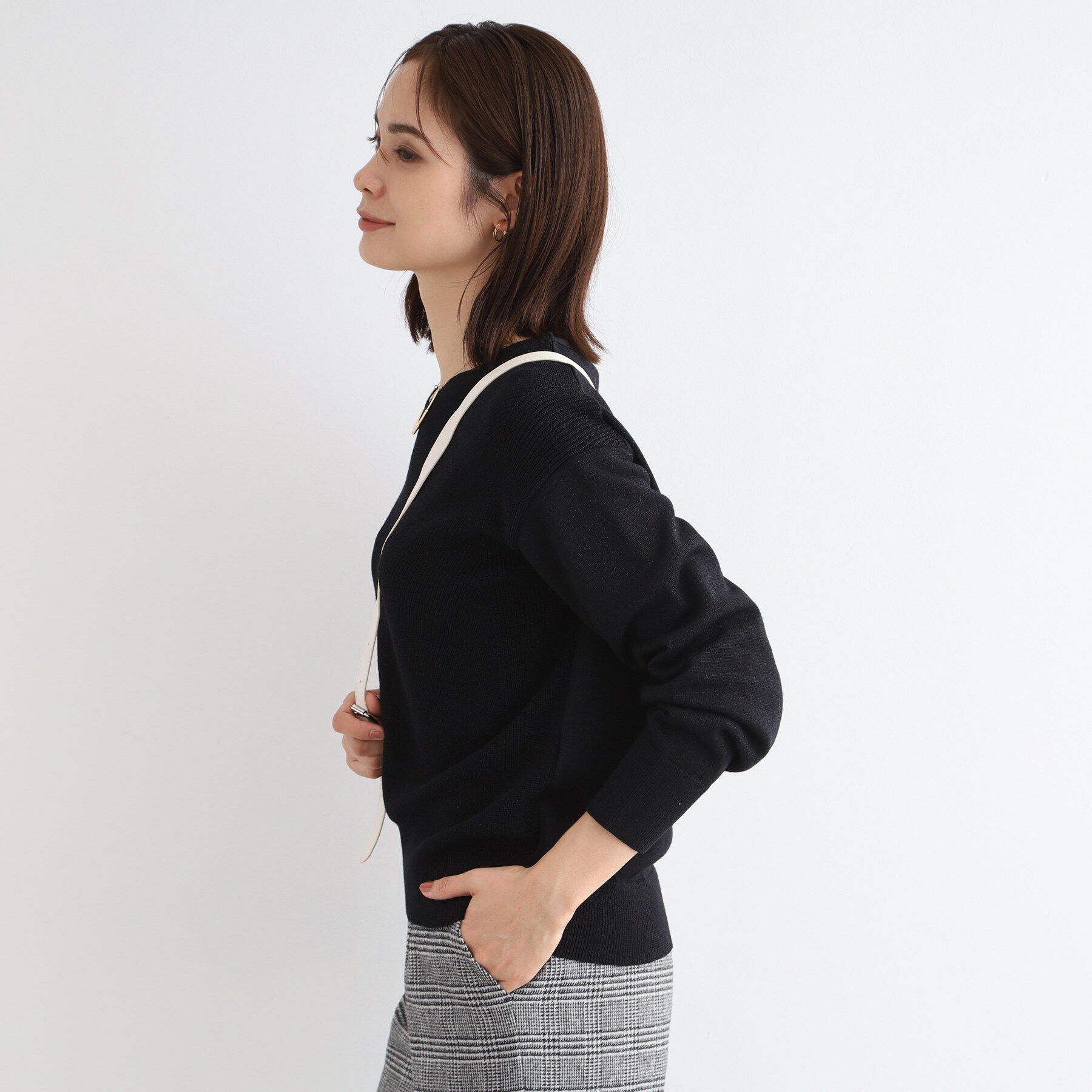 INDIVI「【洗える／日本製／ウール混】Vネックラメニット」|ニット・セーター|