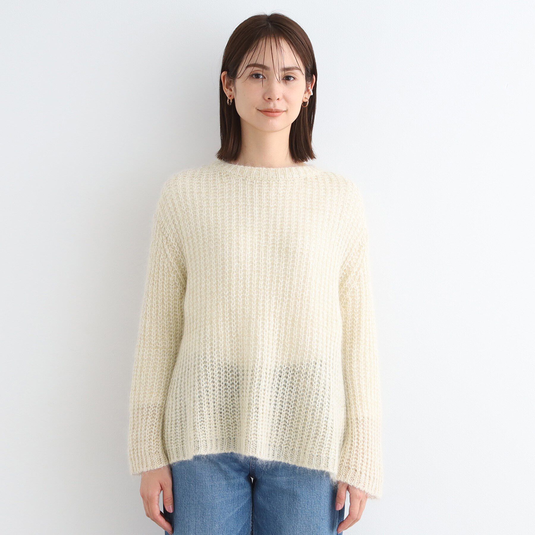 INDIVI「【洗える／モヘヤ混】ヘアリーゆるラメニット」|ニット・セーター|