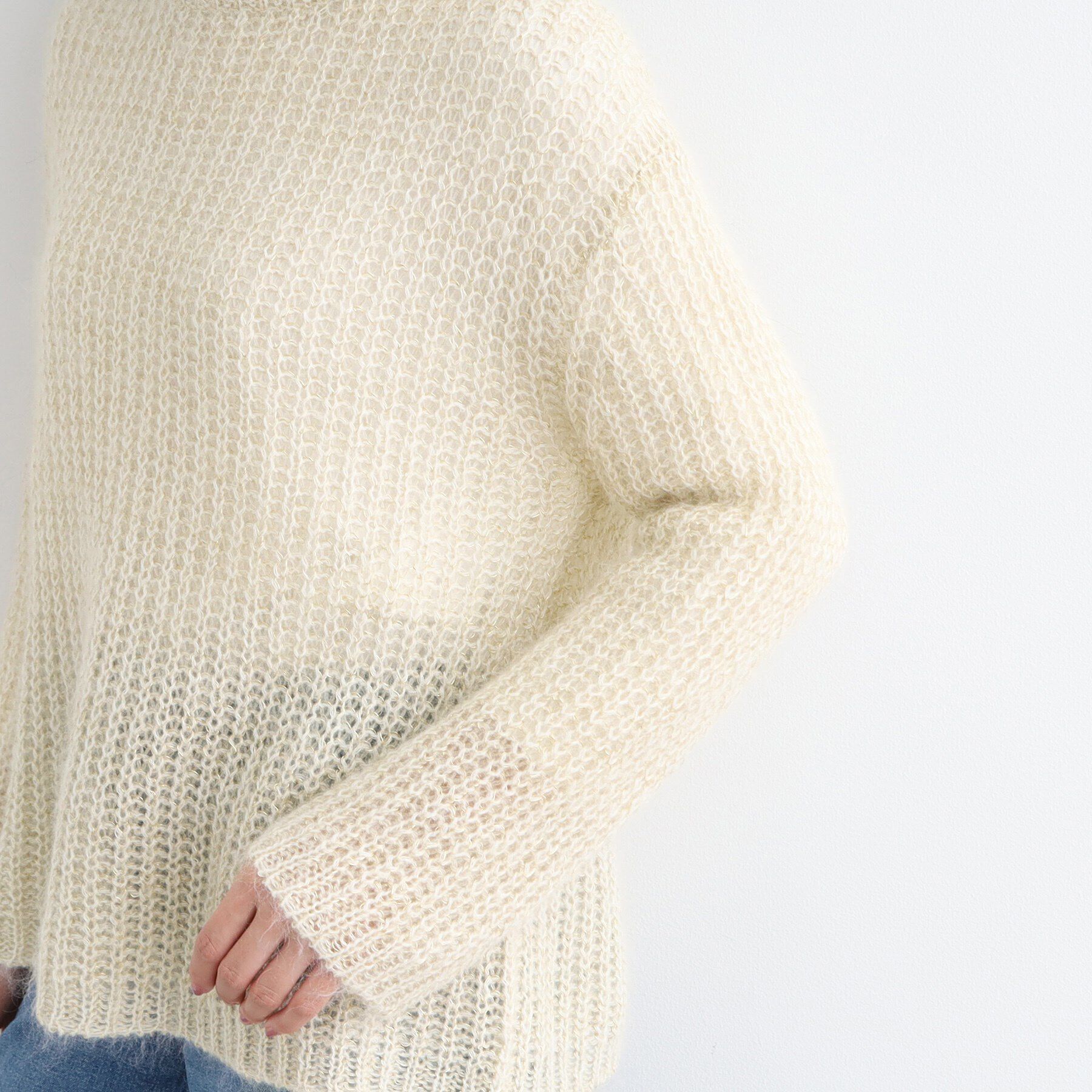 INDIVI「【洗える／モヘヤ混】ヘアリーゆるラメニット」|ニット・セーター|