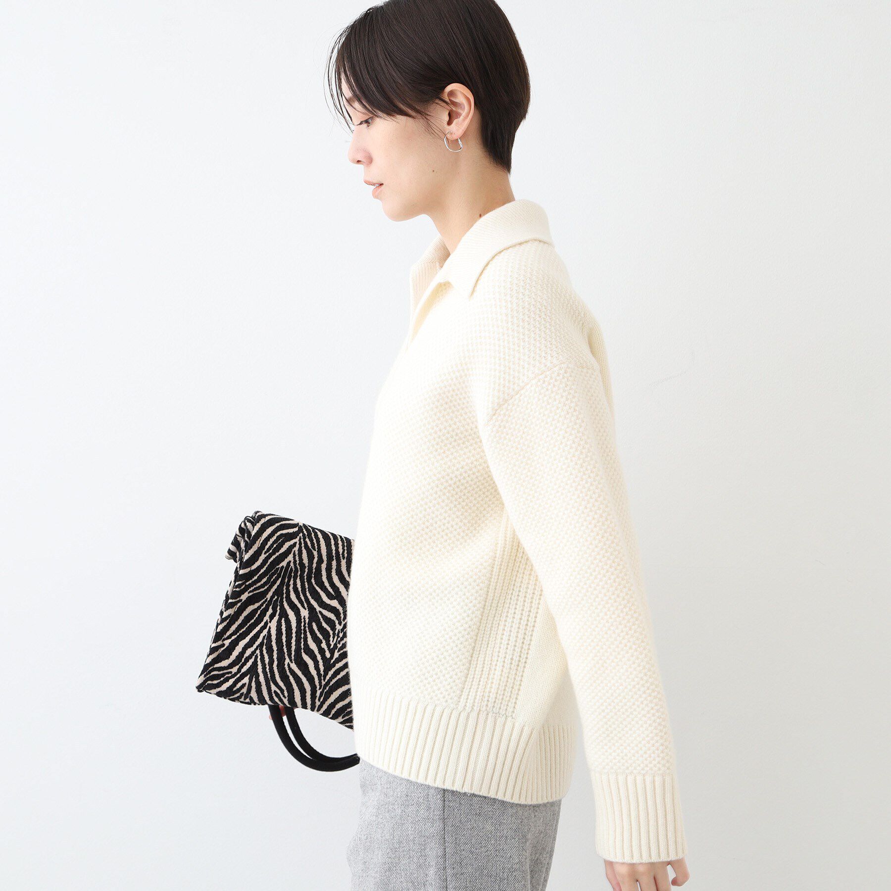 INDIVI「【日本製】衿付きニット」|ニット・セーター|