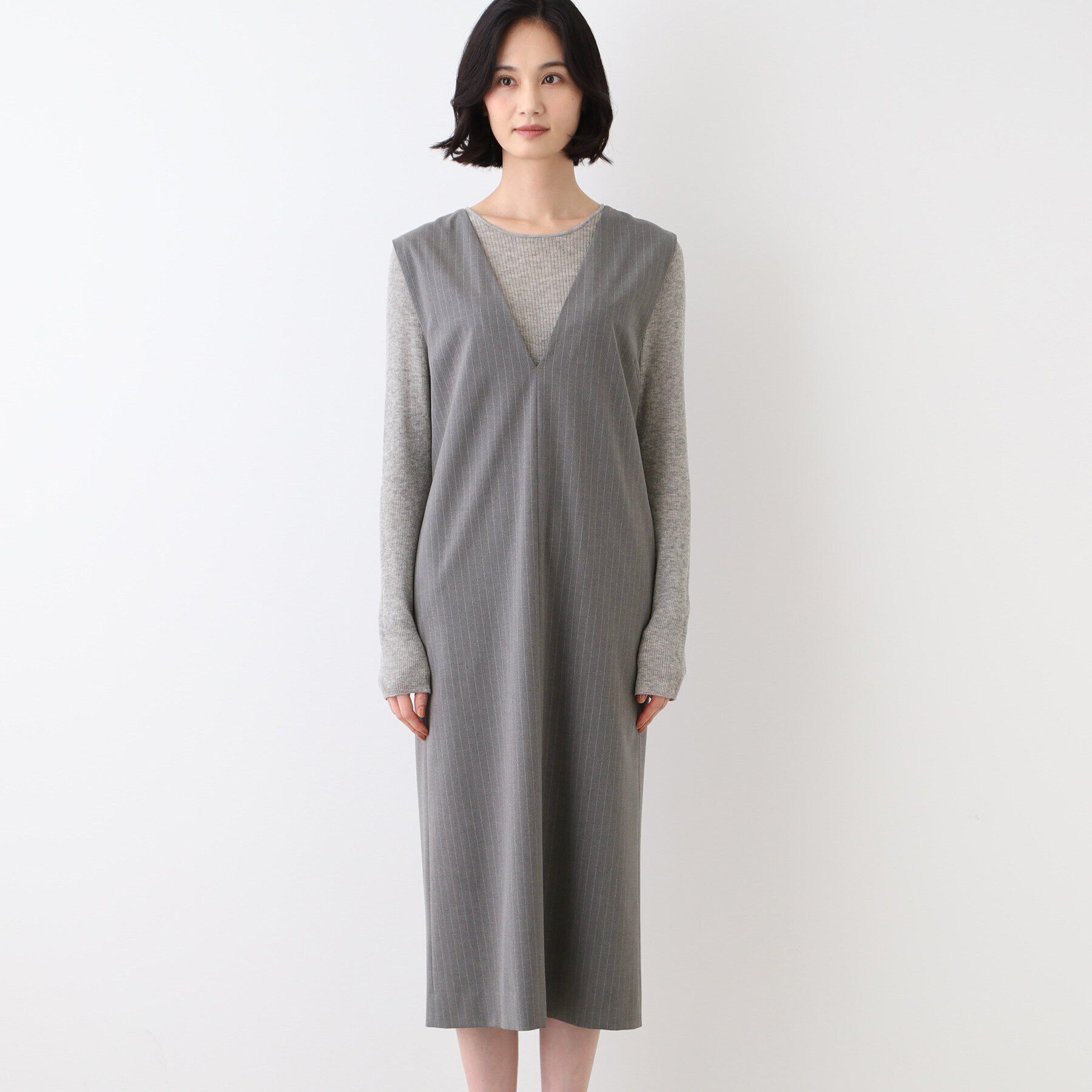 INDIVI「【洗える】ウールライクジャンパースカート」|ワンピース|
